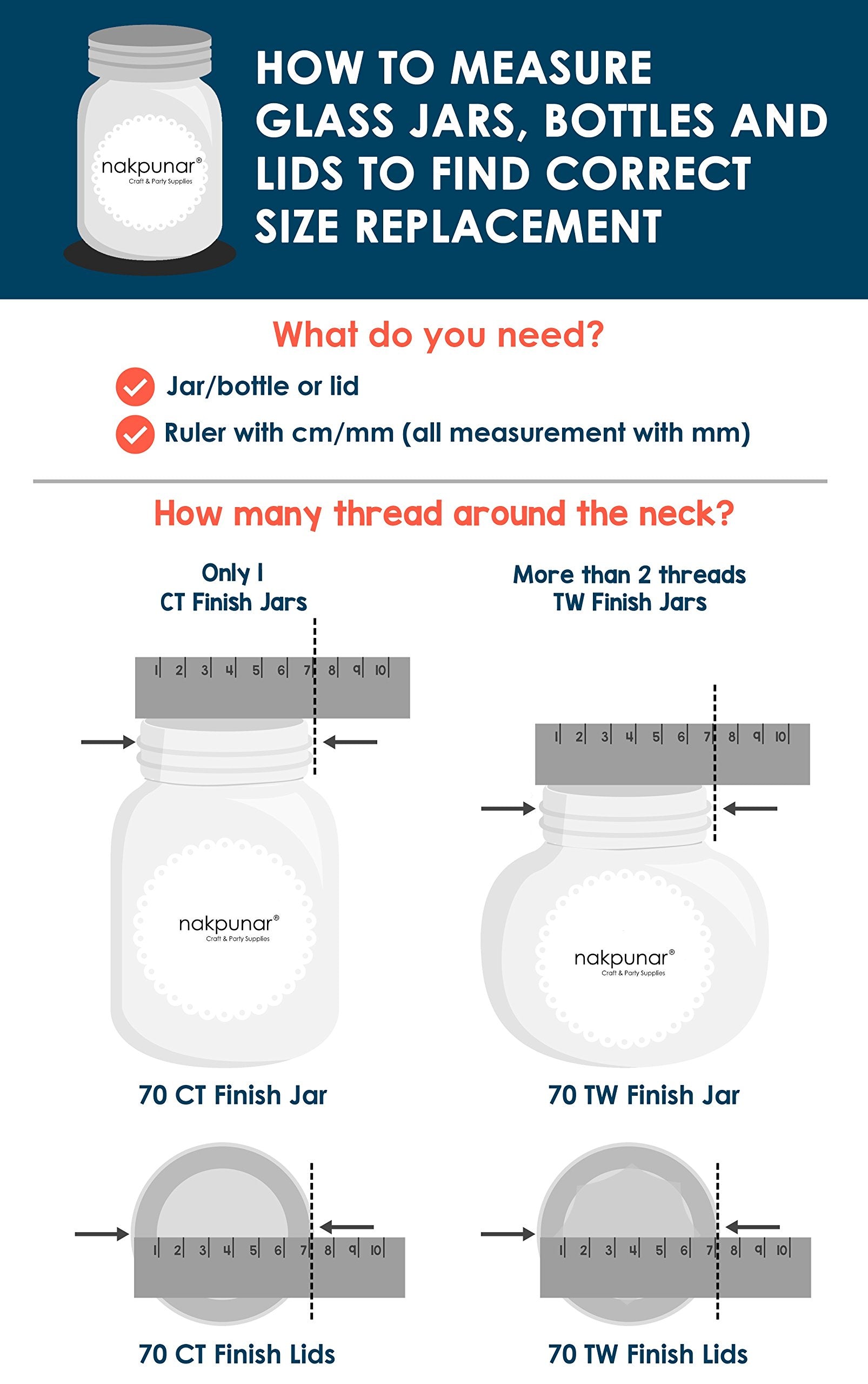 Nakpunar 24 Pcs White 38 Mm Glass Bottle Lids - 38Tw Lug Lids