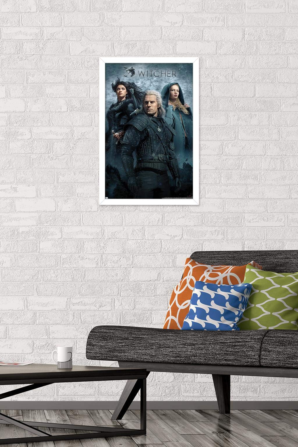 Trends International Netflix The Witcher - Key Art Wall Poster, 14.725'' X 22.375'', White Framed Version