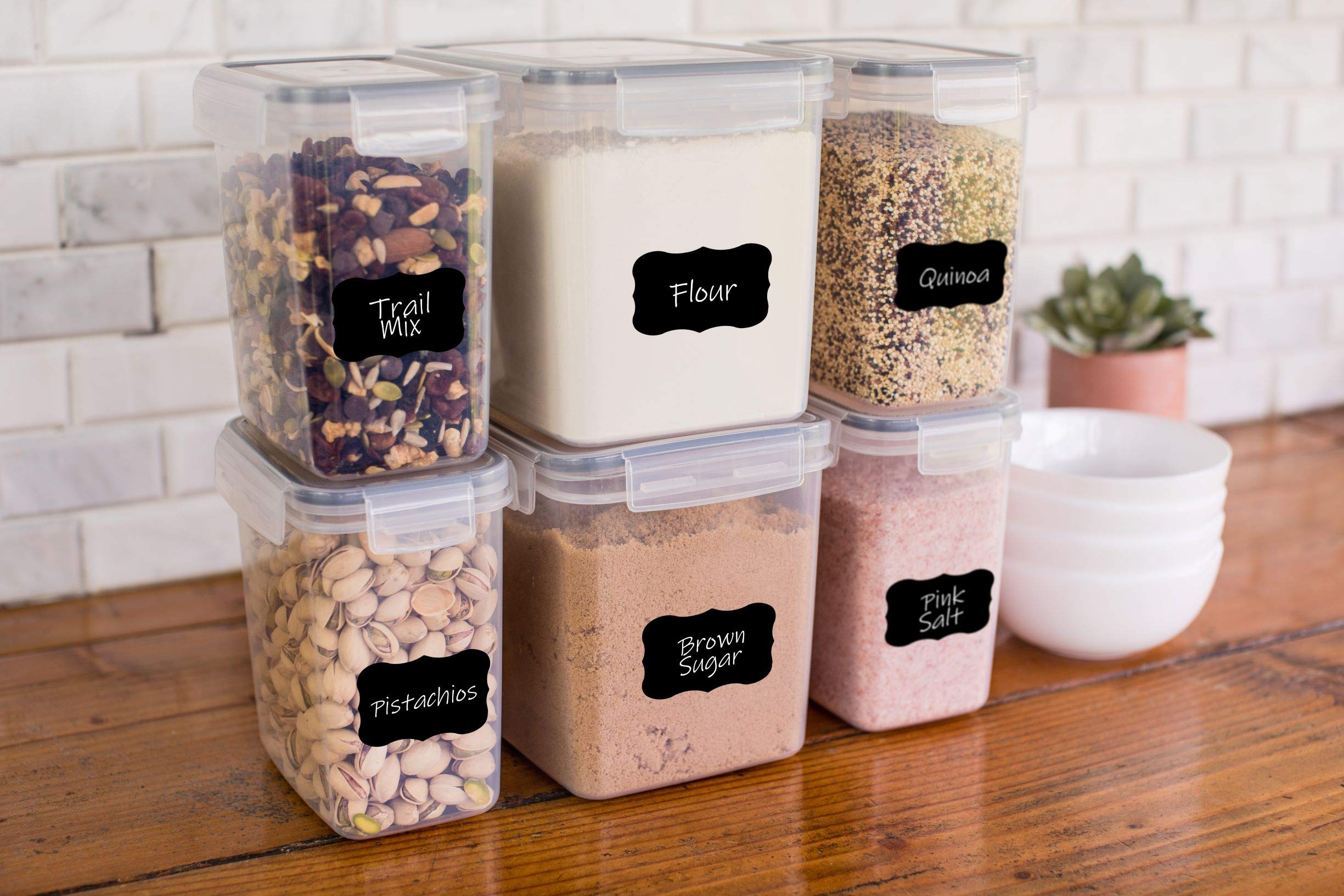 Simple Gourmet Airtight Food Storage Containers - Set Of 6 Flour And Sugar Canisters For Pantry Storage And Organization - Marke