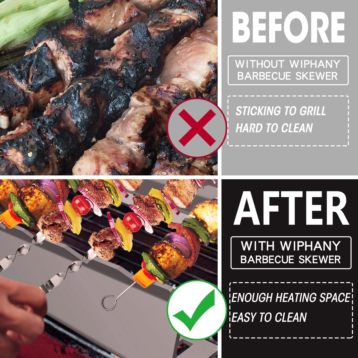 Barbecue Skewer Kabob Rack For Shish Kebab Skewers-Stainless Steel Compatible With Wood Round Steel Flat Or Bamboo Skewers Unive