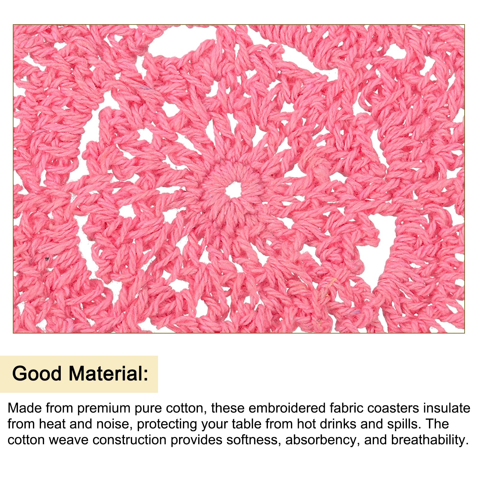 Uxcell Crochet Doilies, 4Pcs 4'' - Cotton Woven Fabric Coasters, Lace Round Handmade Coasters With Floral For Wedding Party Deco