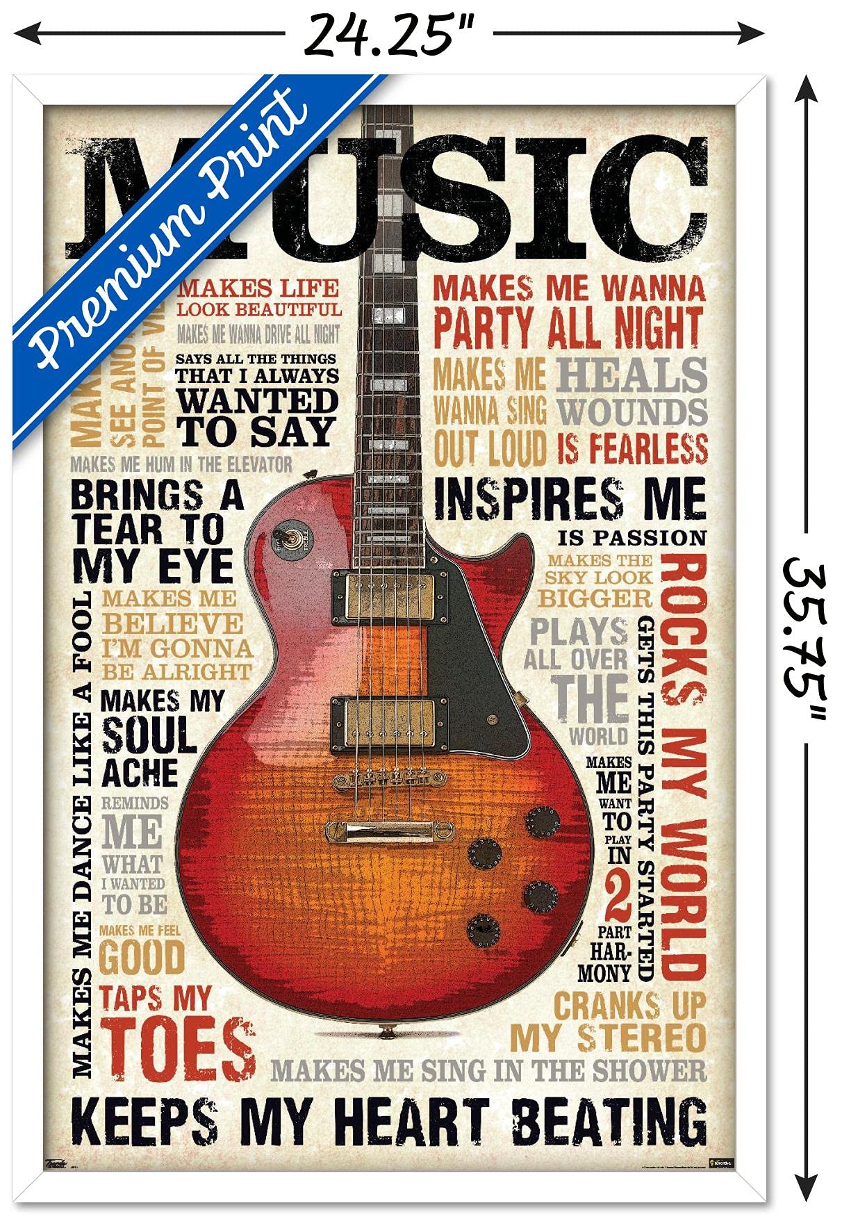Trends International Music Inspires Me Wall Poster, 22.375'' X 34'', White Framed Version