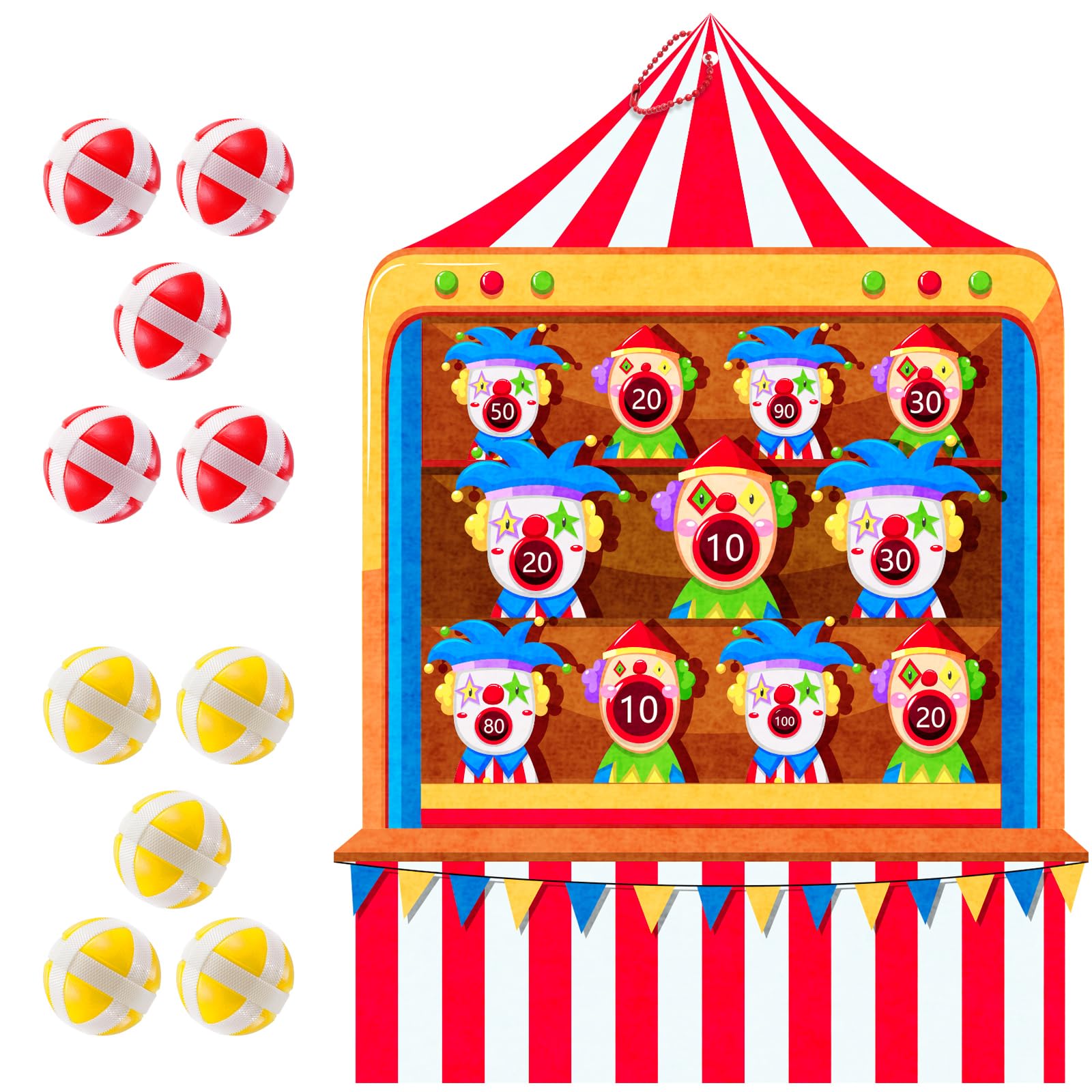 TEASIK Carnival Birthday Party Decorations - Dart Board with 10 Sticky Balls,Felt Cloth Circus Theme Party Decorations, 19.1x13.