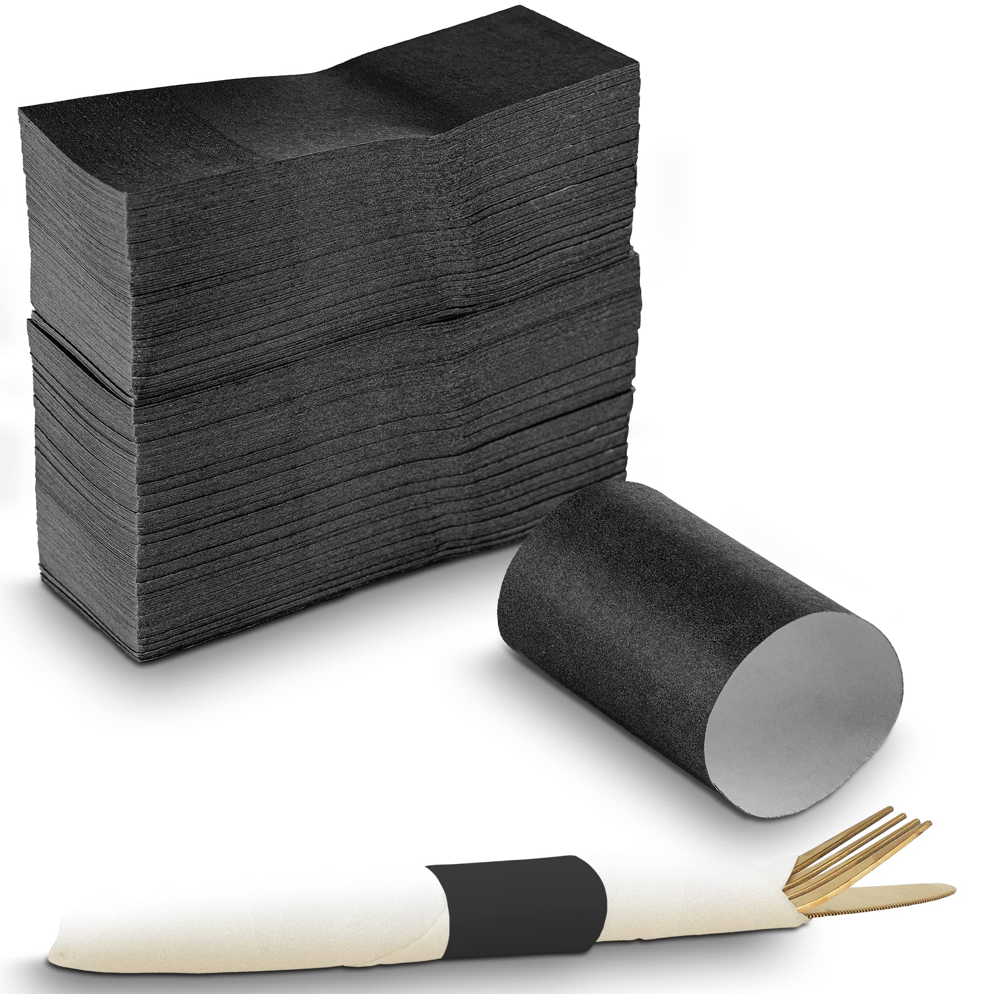 Mt Products Black Self-Adhering Bond Paper Napkin Band - 1.5'' X 4.25 (Pack Of 750 Pieces)