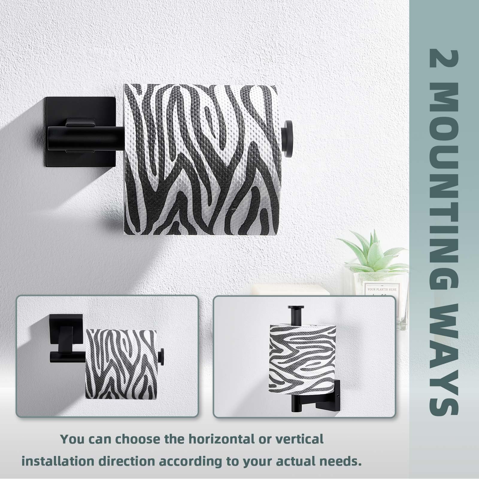 Suyar Matte Black Toilet Paper Holder Wall Mount, Sus 304 Stainless Steel Toilet Roll Tp Holder For Bathroom
