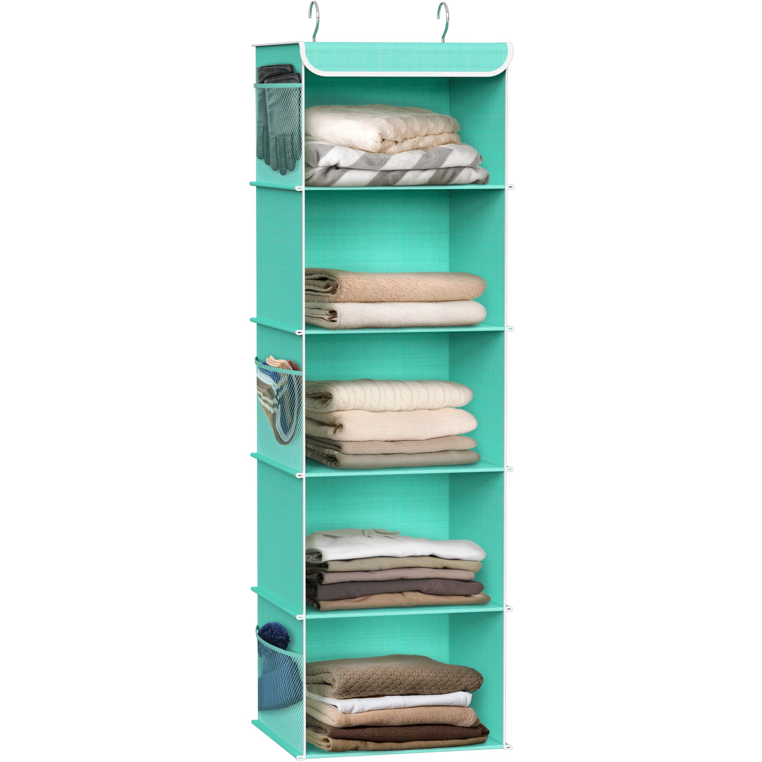 Simple Houseware 5 Shelves Hanging Closet Organizer, Turquoise