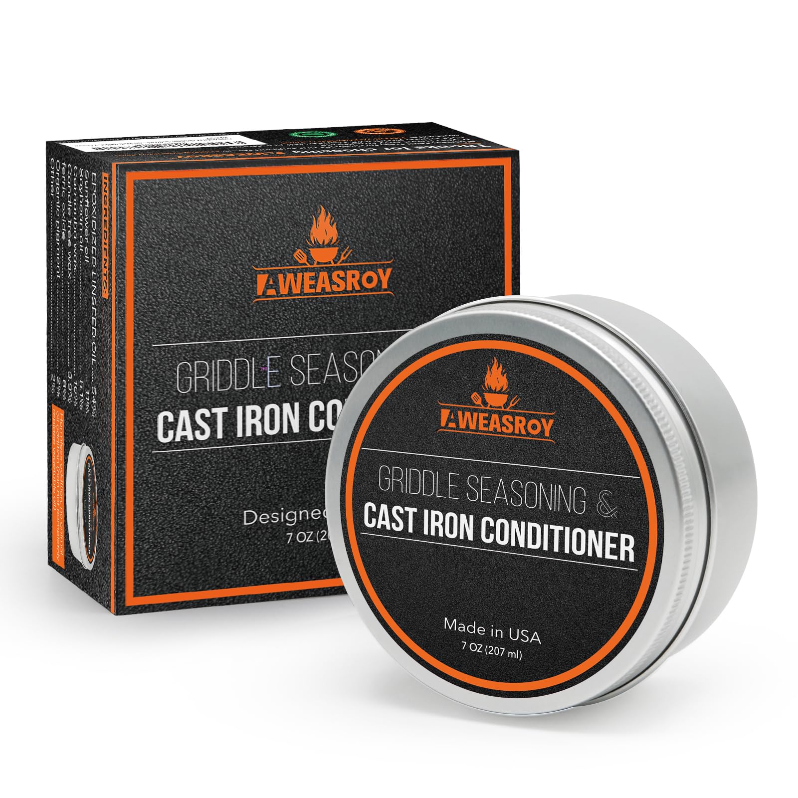 Aweasroy Griddle Seasoning For Blackstone And Cast Iron And Carbon Steel Seasoning, Maintain A Cleaner Non-Stick Skillet, 7 Ounc