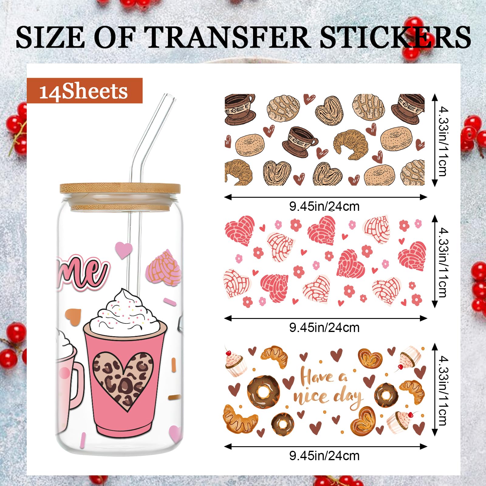 Coffee Uv Dtf Cup Wrap - 12+2 Cafecito Y Chisme Uv Dtf Cup Wraps Transfer Stickers For 16 Oz Glass, Waterproof Puerquito Coffee