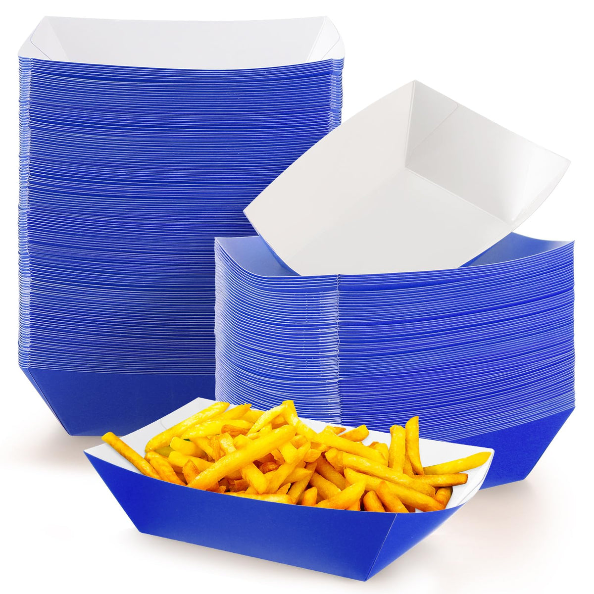 Yinkin 100 Pcs 2Lb Paper Food Trays Boat 2Lb Disposable Nacho Trays Kraft Paper Boat For Tacos Concession Halloween Christmas Pa