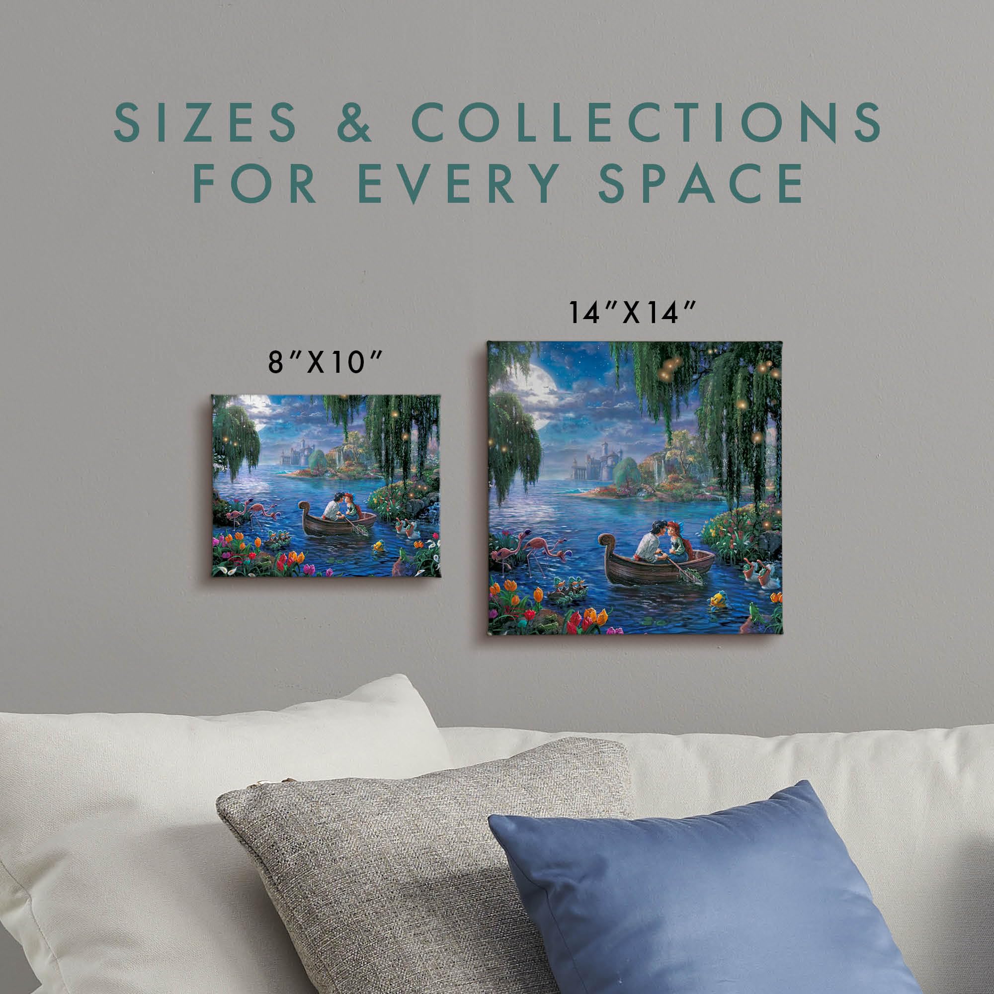 Thomas Kinkade Disney The Little Mermaid Ii 14'' X 14'' Gallery Wrapped Canvas Art | Frameless Room Wall Art | Certificate Of Au