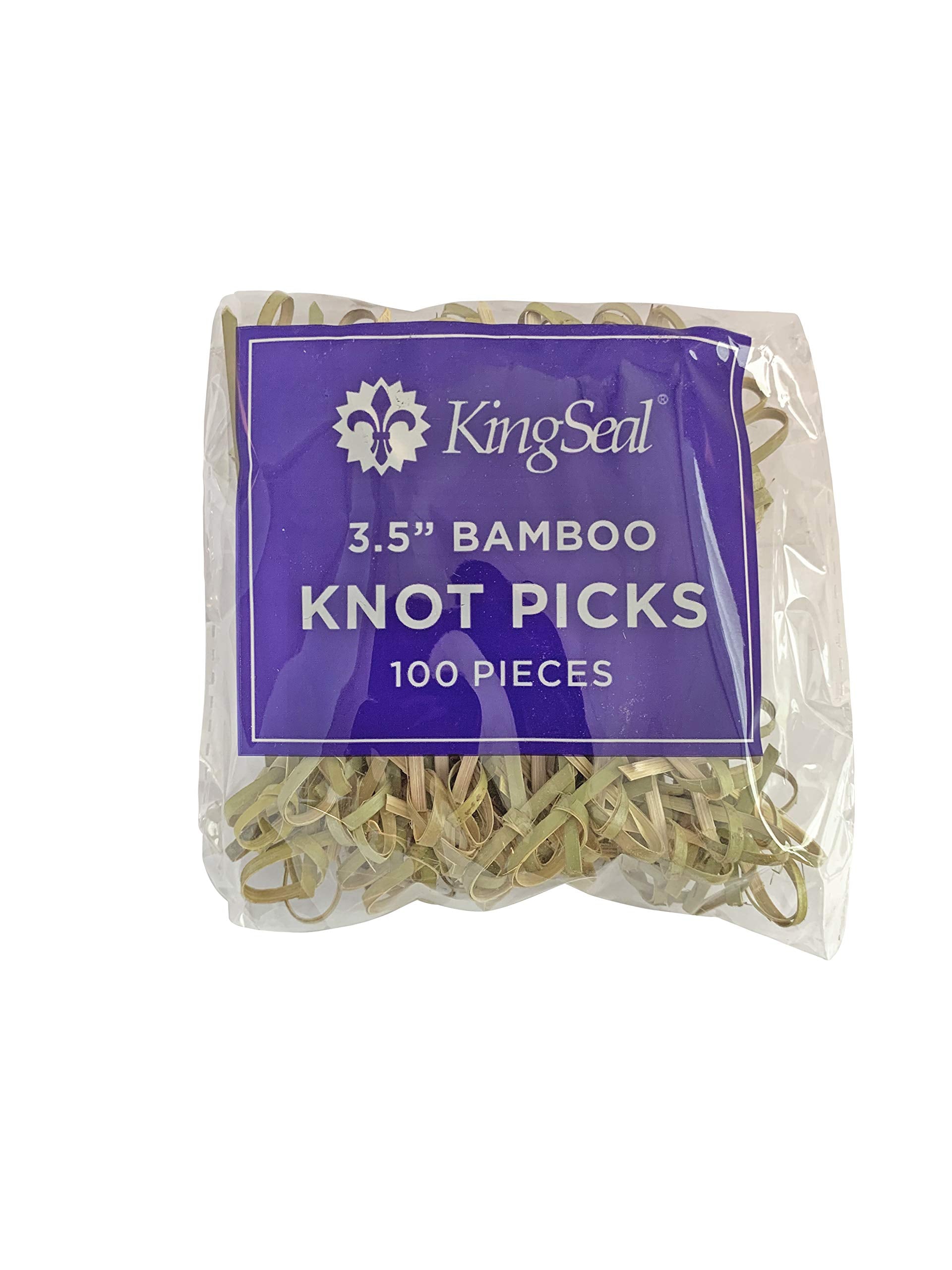 Kingseal Bamboo Wood Flower Knot Picks, Skewers, 3.5 Inches, Perfect For Cocktails And Appetizers - 2 Packs Of 100 Each (200 Cou