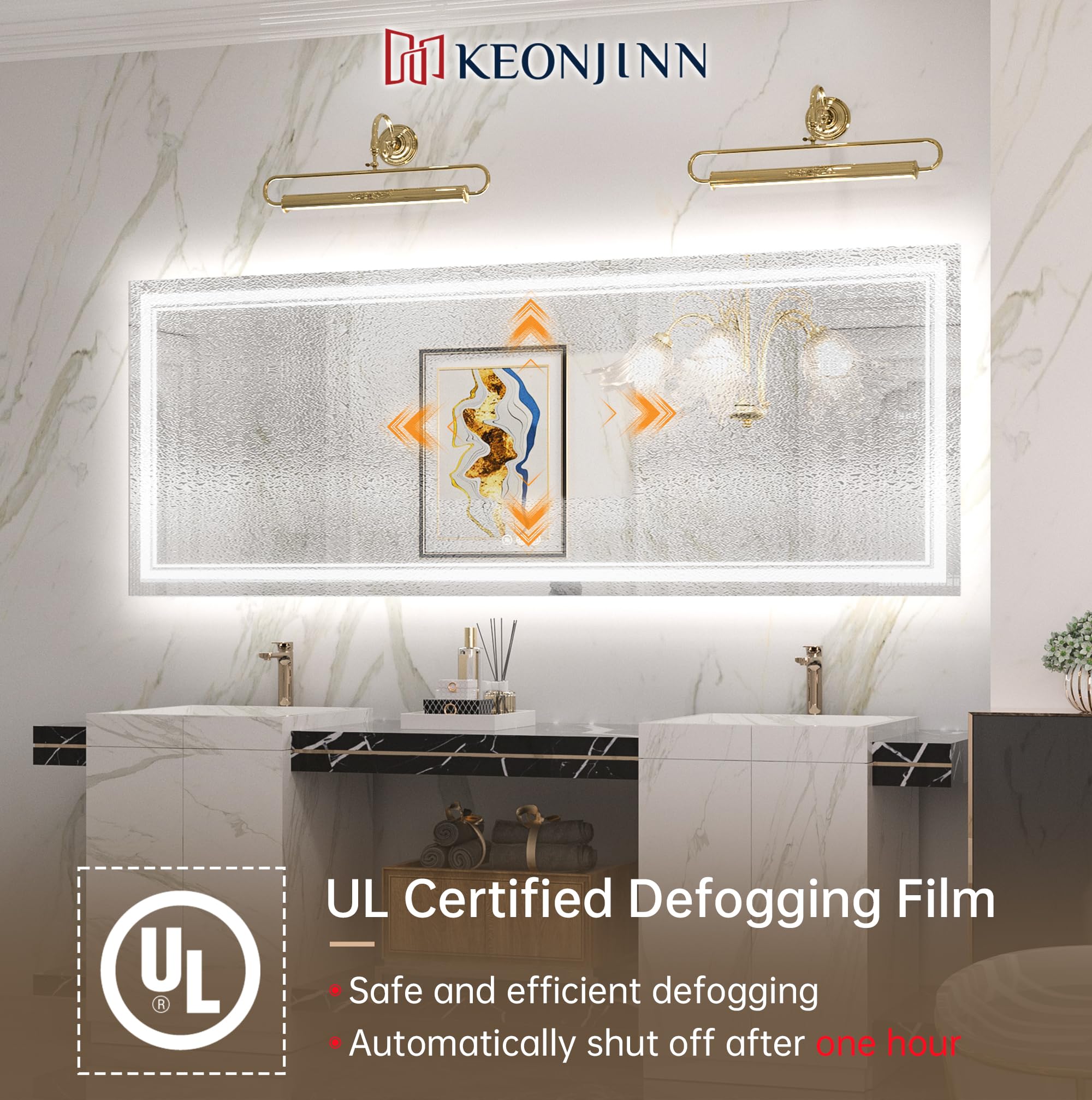Keonjinn Led Bathroom Mirror 84'' X 32'' With Frontlit And Back Light, Large Stepless 3 Colors Temperature & Dimmable Wall Mirro