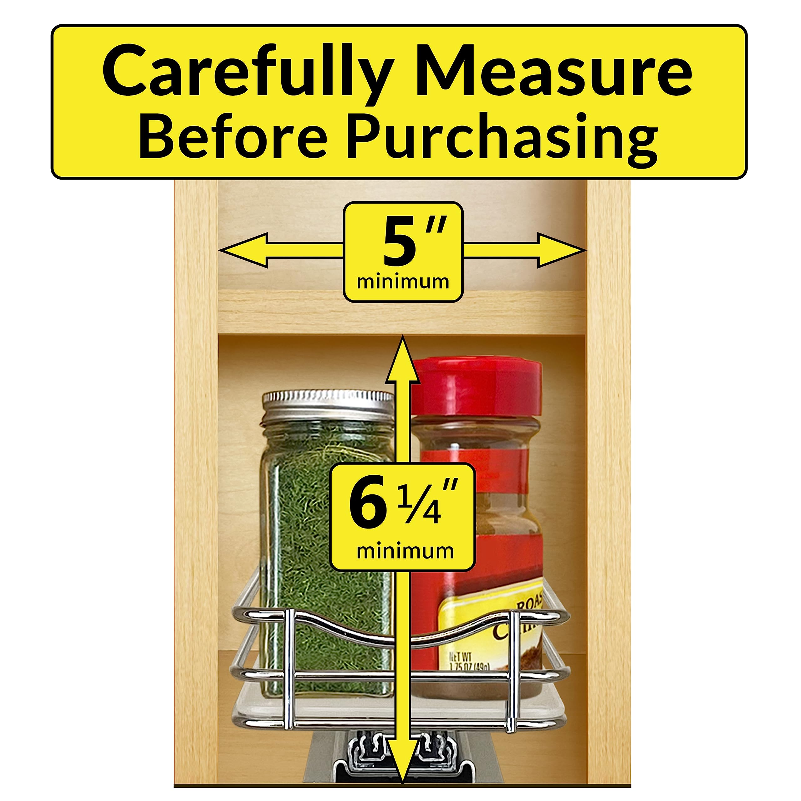 LYNK PROFESSIONAL Pull Out Spice Rack Organizer - 4-1/4" Wide Chrome - 1 Tier Slide Out Drawer for Kitchen Cabinets