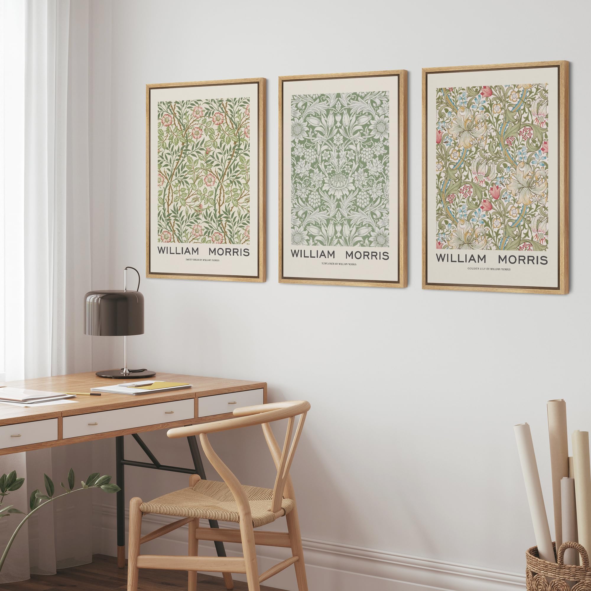 Wall26 Framed Canvas Print Wall Art Set William Morris Flower Pattern Tapestries Nature Floral Illustrations Fine Art Decorative