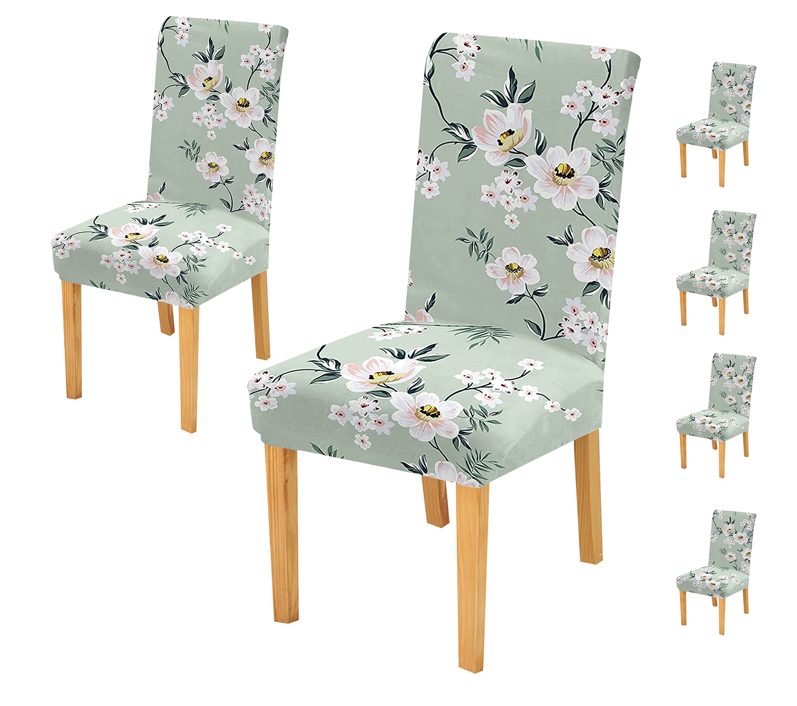 House Of Quirk Elastic Chair Cover Stretch Removable Washable Short Dining Chair Cover Protector Seat Slipcover (Pack Of 6, Past