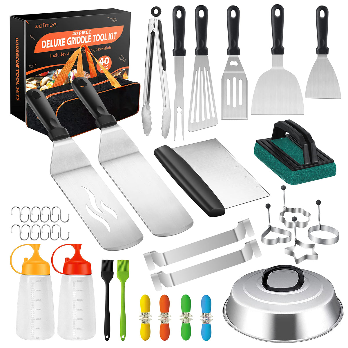40 Pcs Griddle Accessories Kit, Flat Top Grill Accessories Set For Blackstone And Camp Chef, Griddle Tools Set With Spatula, Bas