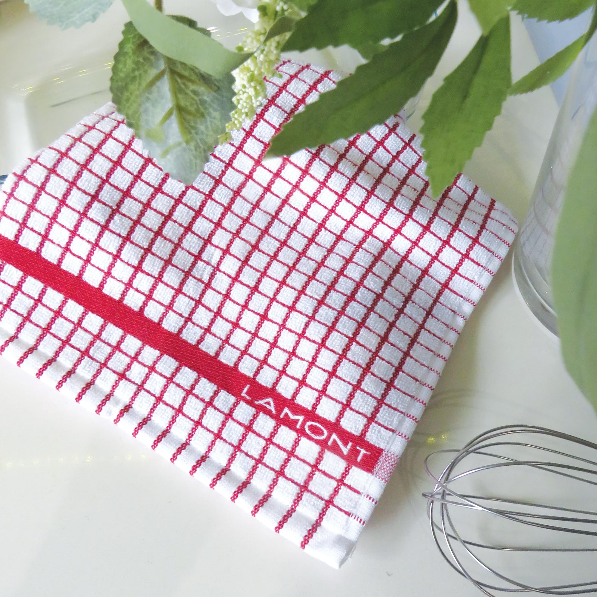 Samuel Lamont Poli Dri Tea Towels - Set Of 3 100% Cotton 27.5 X 19 Inch (Red)