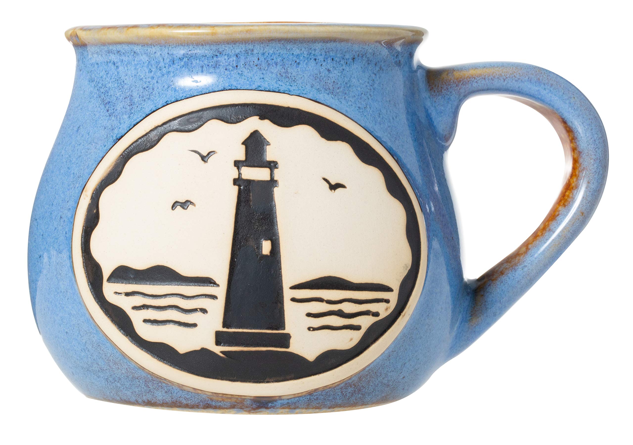 Cape Shore Handcrafted Bean Pot Stoneware 16oz Mug, Multiple Styles Available (Lighthouse)