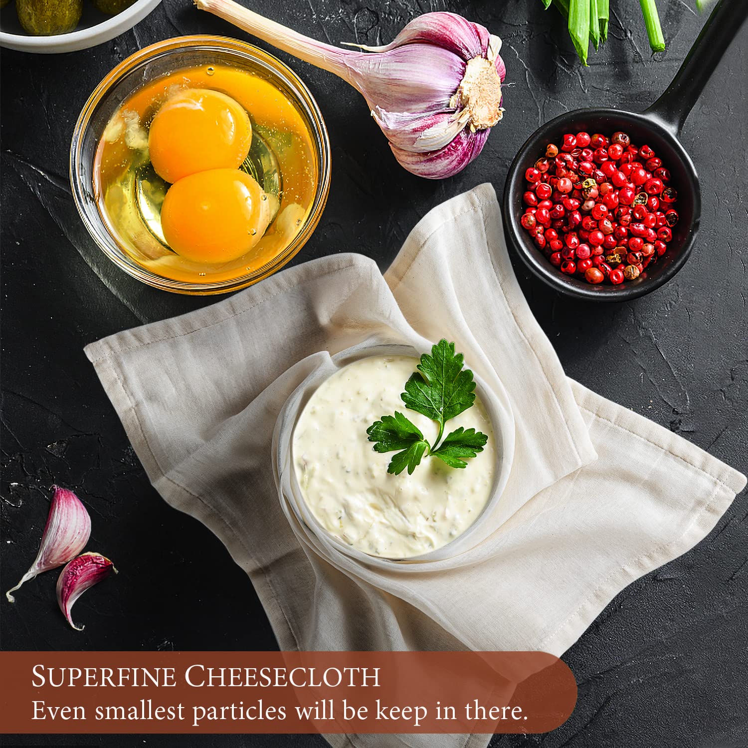 eFond Cheesecloth  Precut 20x20Inch  Grade 100 Hemmed Cheese Cloths for Cooking Reusable and Washable  100% Unbleached Pure Cotton Muslin Cloths for Straining Butter  Coffee  Nut Milk (1 Piece)