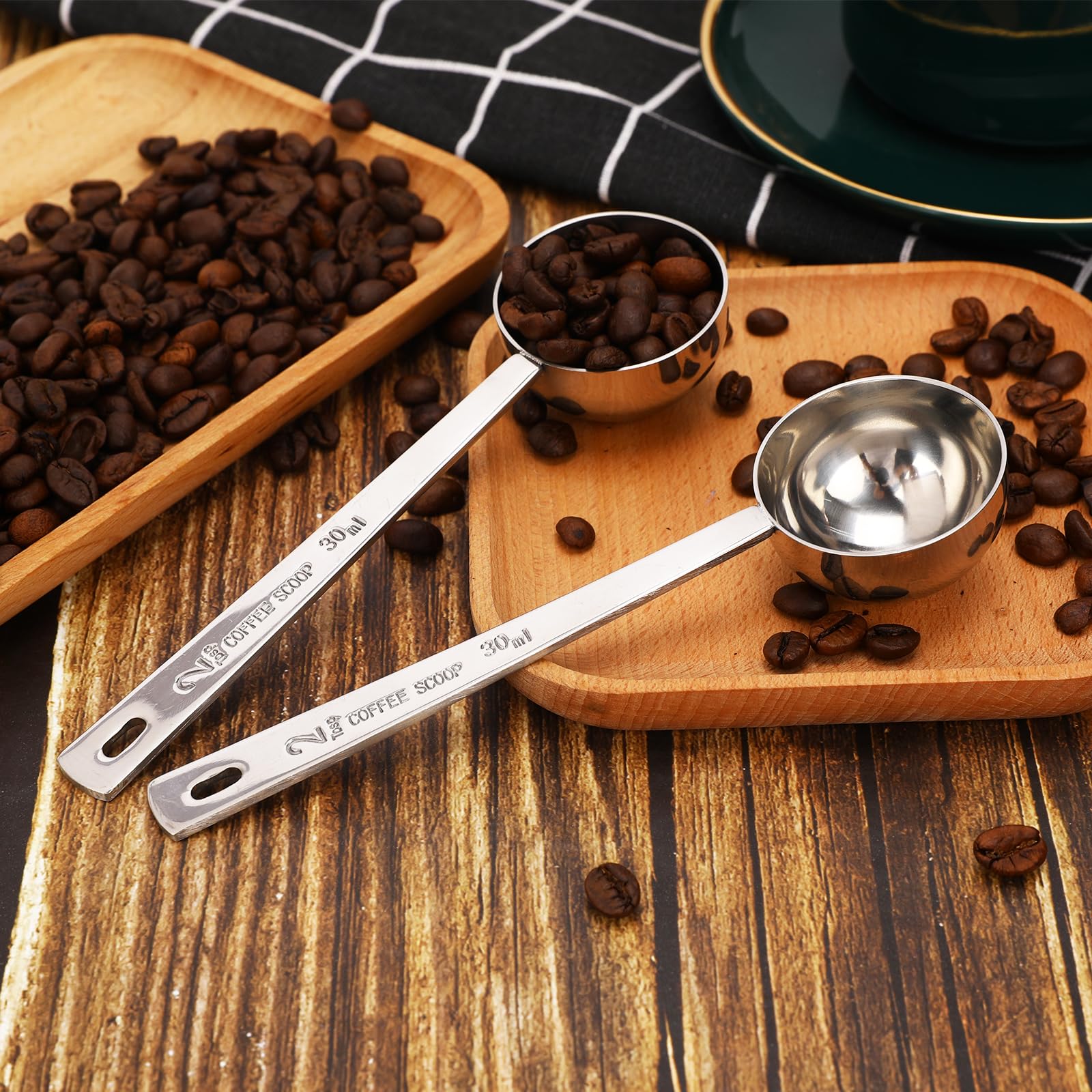 2 Pcs 2 Tablespoon Scoops With Long Handles, 30 Ml Stainless Steel Coffee Measuring Spoon Measuring 2 Tablespoons For Coffee Mil