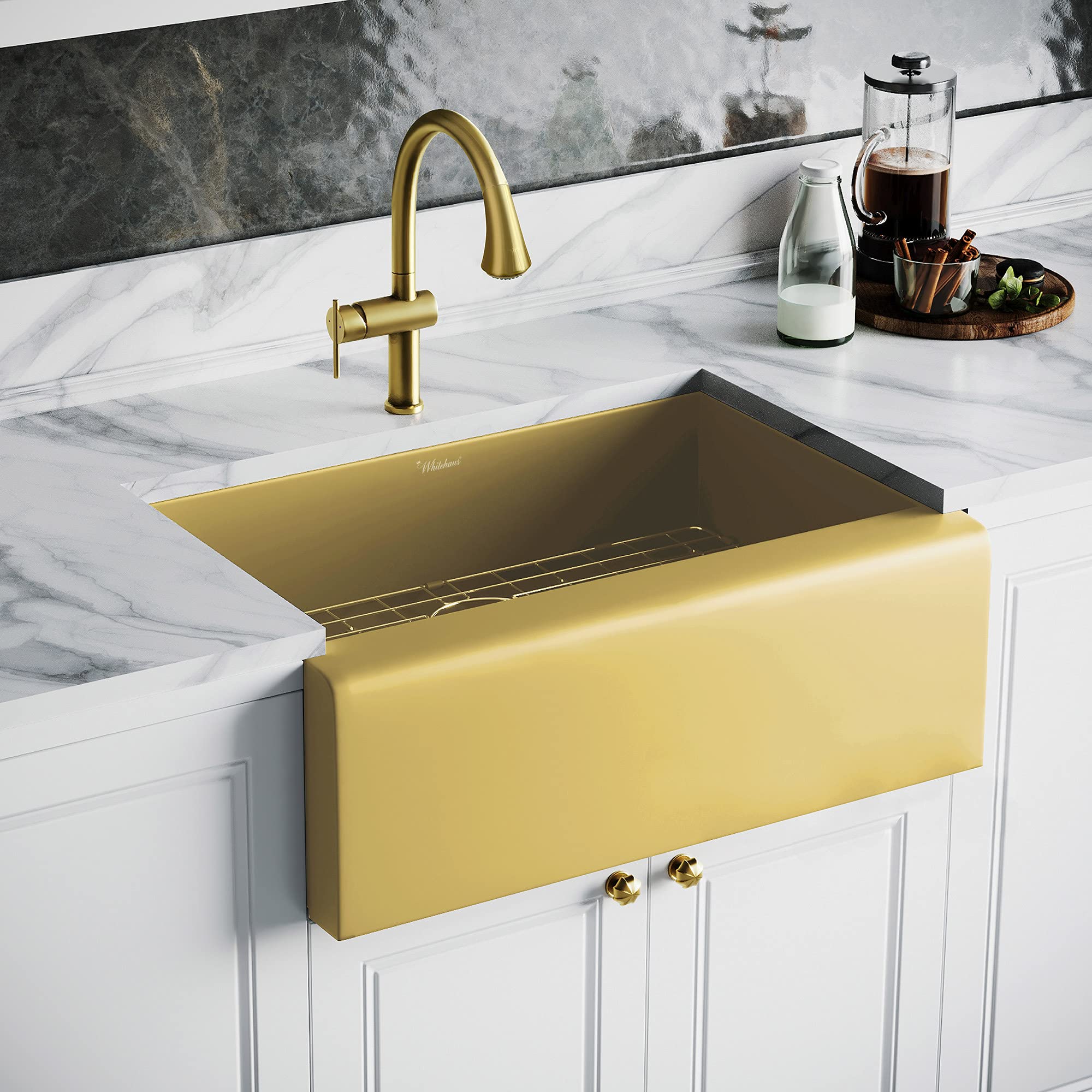 Whitehaus Whnpl3020-B Noah Plus Collection Kitchen Sink, Brass