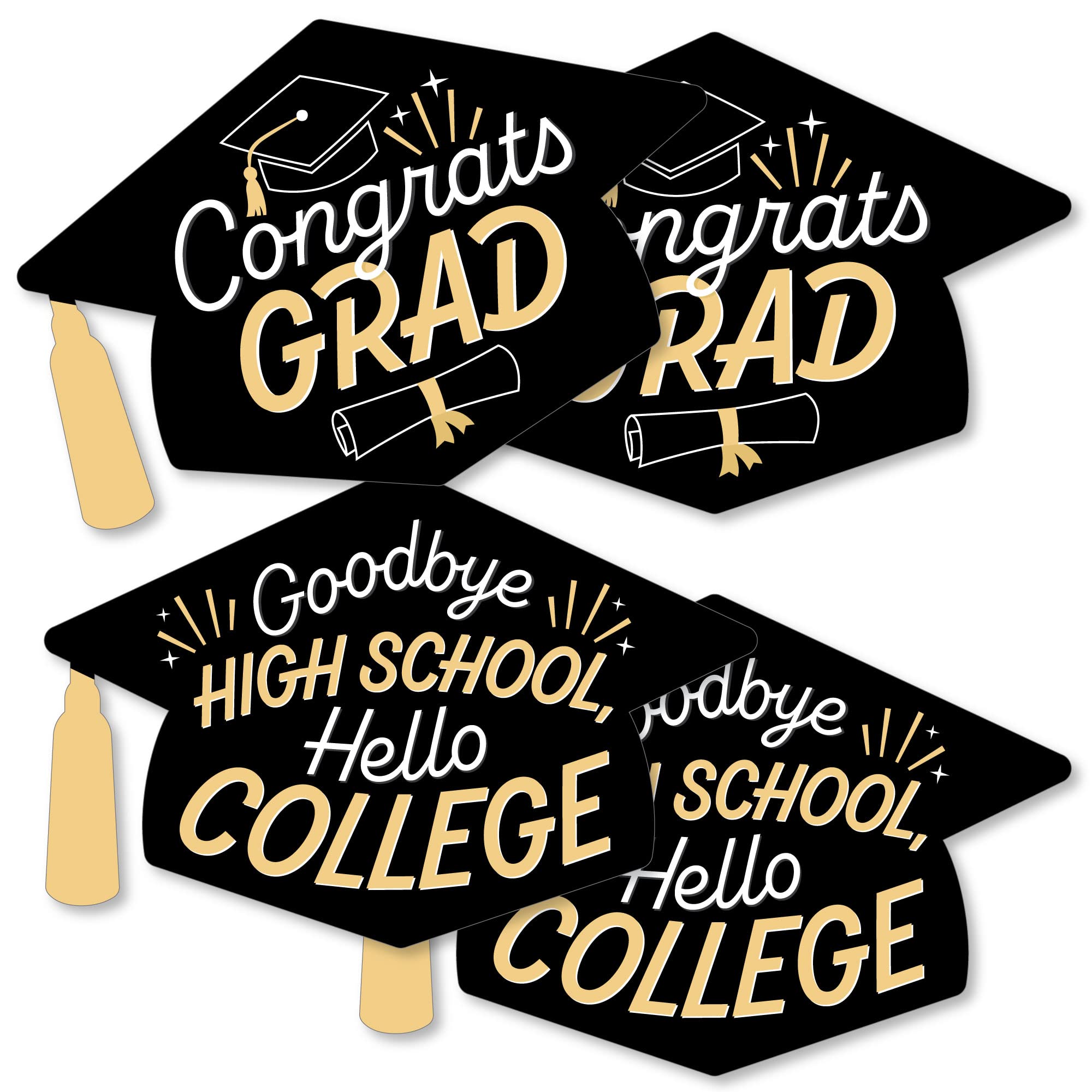 Big Dot Of Happiness Hello College Graduation - Grad Cap Decorations Diy Party Essentials - Set Of 20