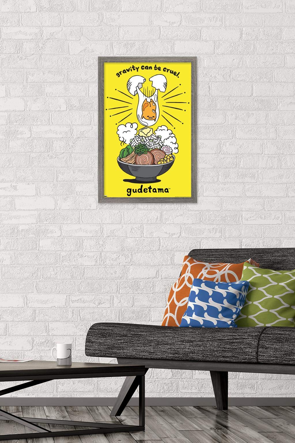 Trends International Gudetama - Gravity Wall Poster, 14.725'' X 22.375'', Barnwood Framed Version