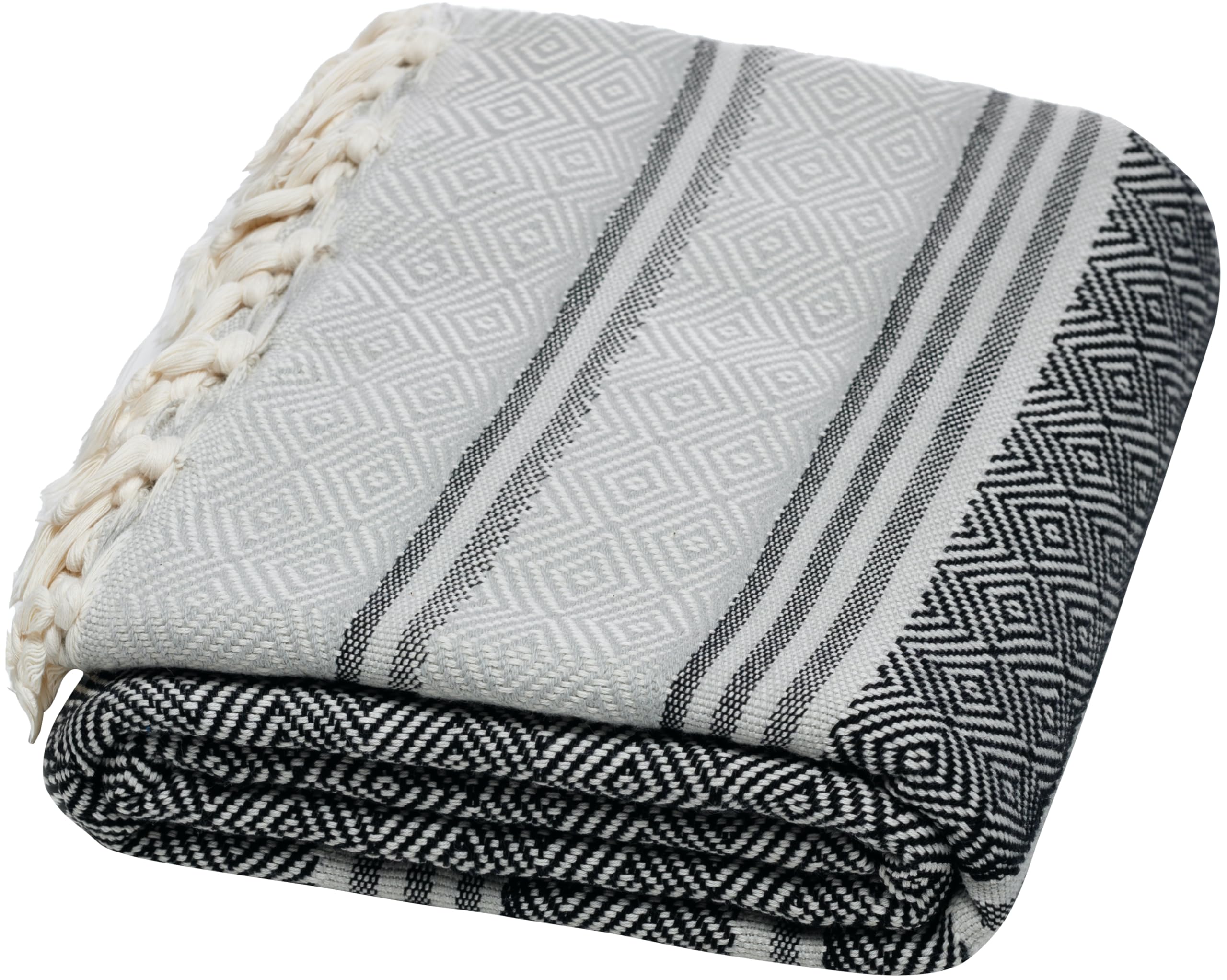 Demmex Certified Organic Turkish Cotton Beach And Bath Towel, Peshtemal Towel Blanket, Prewashed, Diamond Weave, 71X36 Inches (B