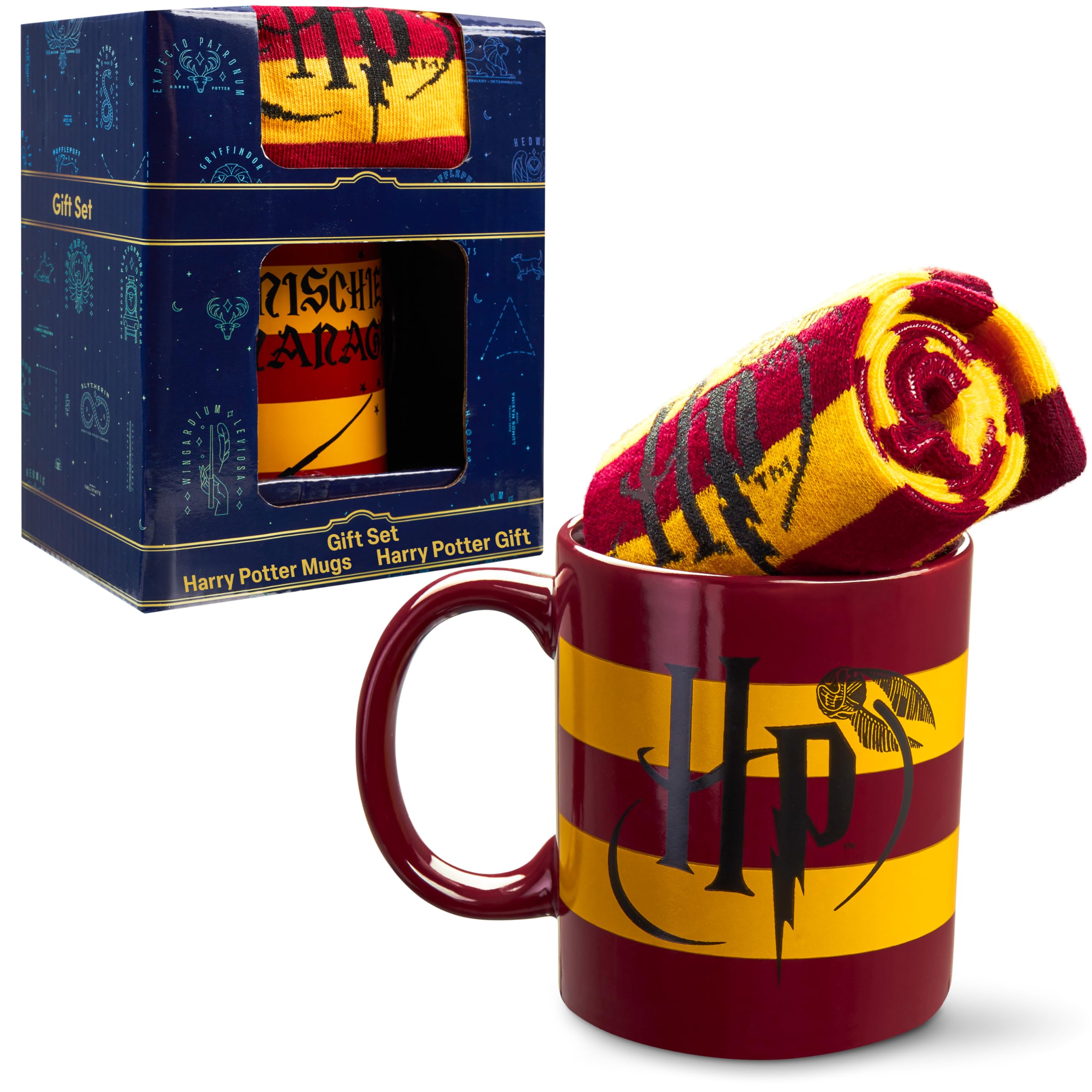 Harry Potter Gifts Mug & Socks Gift Set for Women Teens US Size 4-9, Tea & Coffee Ceramic Mug & Soft Calf Socks Set, Christmas S