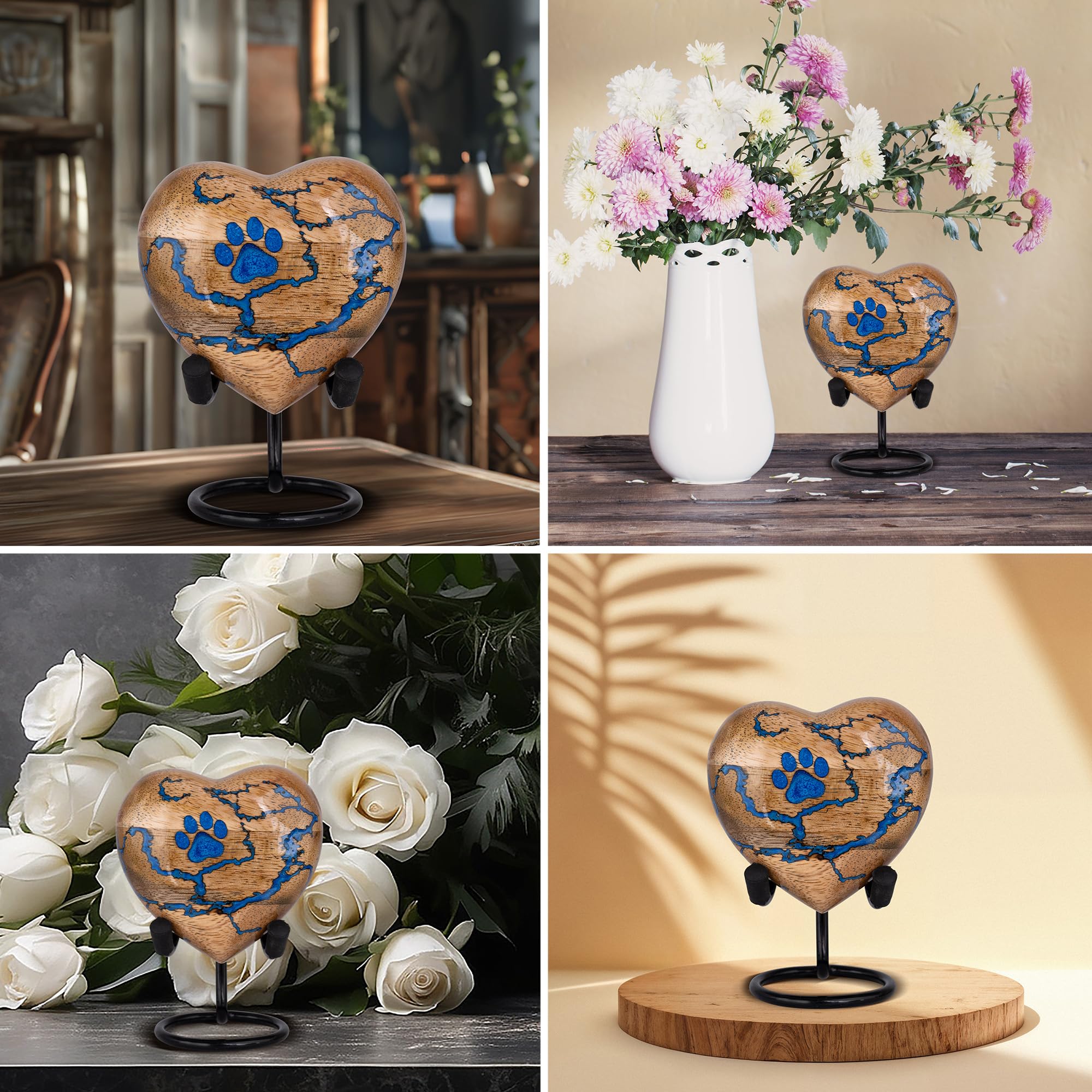 STONLIF Wooden Heart Shaped Pet Cremation Urns for Dog/Cat Ashes 3 Cu/in - Urn for Ashes for Dog, Urns for Cats - Pet Memorial R