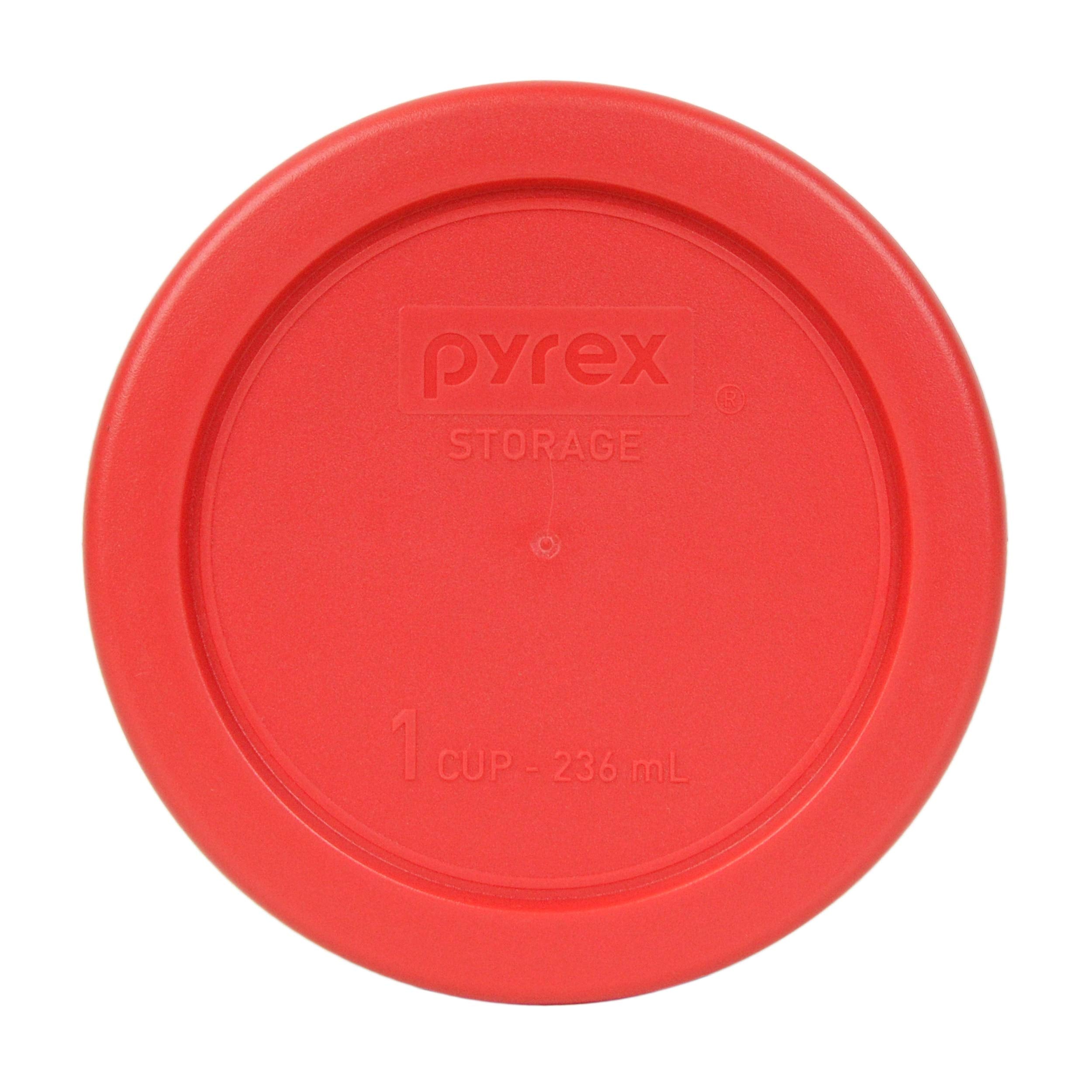 Pyrex 7202-Pc 1 Cup (1) Blue (1) Red (1) Green Round Plastic Lid - 3 Pack