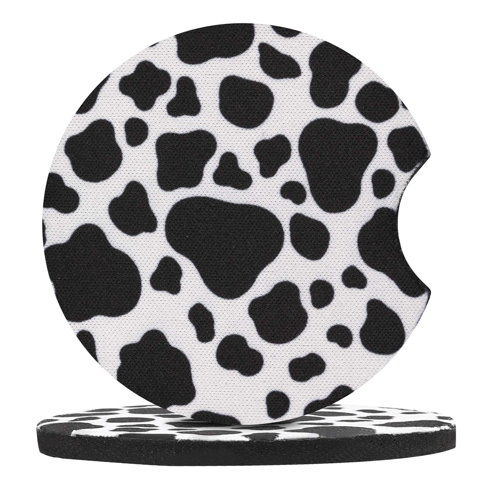 4 Pack Car Coasters  2.75inch Cow Print Car Cup Holder Coasters for Car  Neoprene Cup Pad Mat Car Coasters for Cup Holders for Women