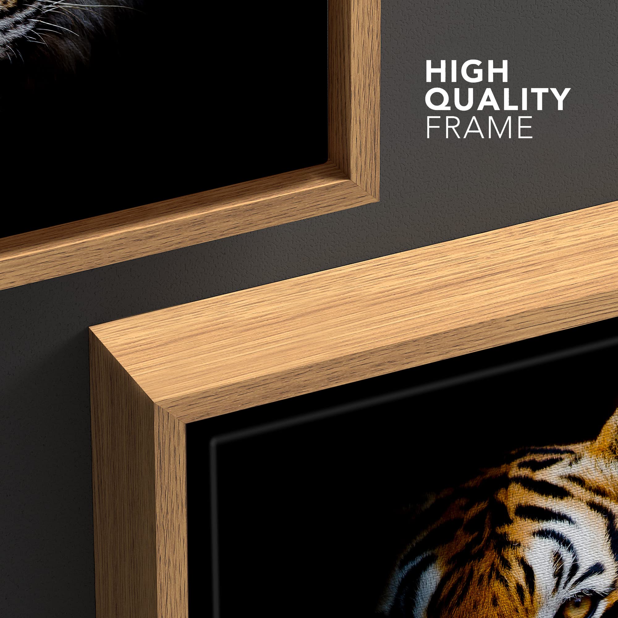 Framed Canvas Prints Wall Art - Tiger Head In Dark | Modern Home Deoration/Wall Art Giclee Printing Wrapped Framed Canvas Art Re