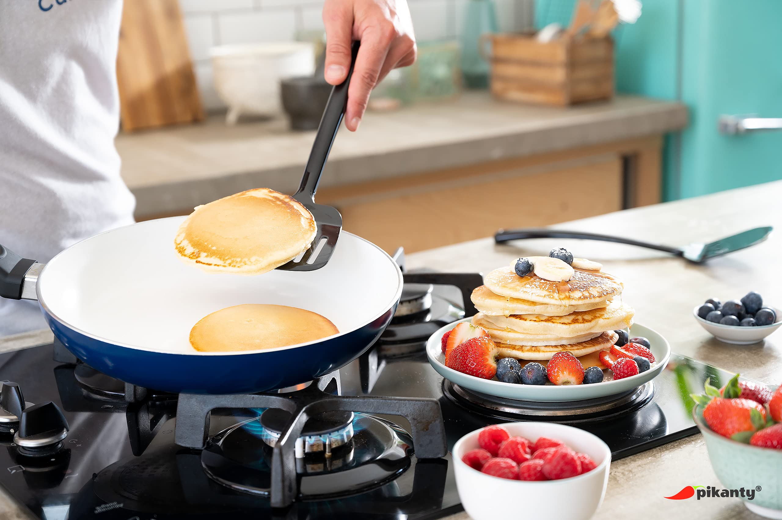 Pikanty - Spatula Turner Set Of 2 For Cooking. Great For Nonstick Cookware. Ideal For Flipping Egg, Pancake And More. Made In Us
