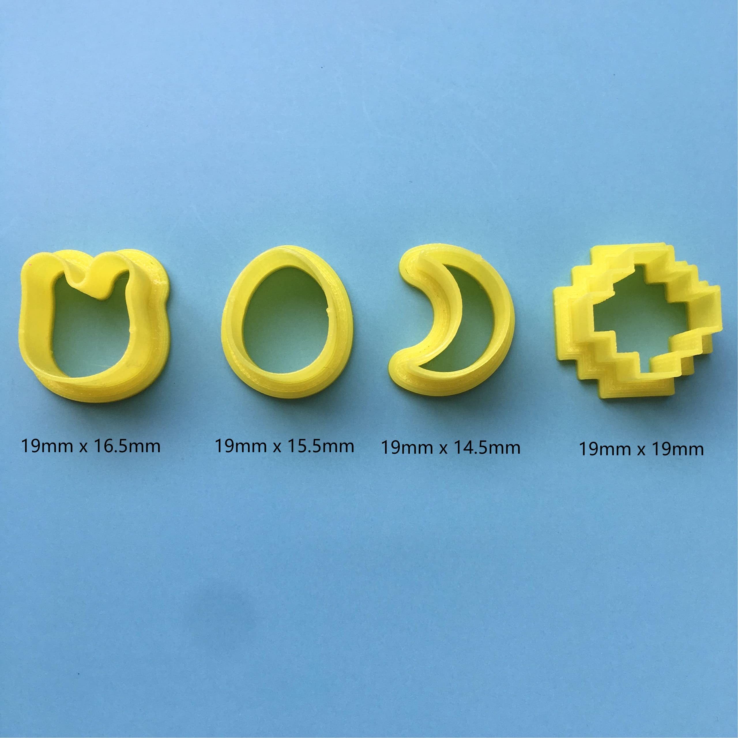Set Of 4 Mini Clay Stud Cutter, Small Aztec Moon Bunny And Egg Shape Cutter