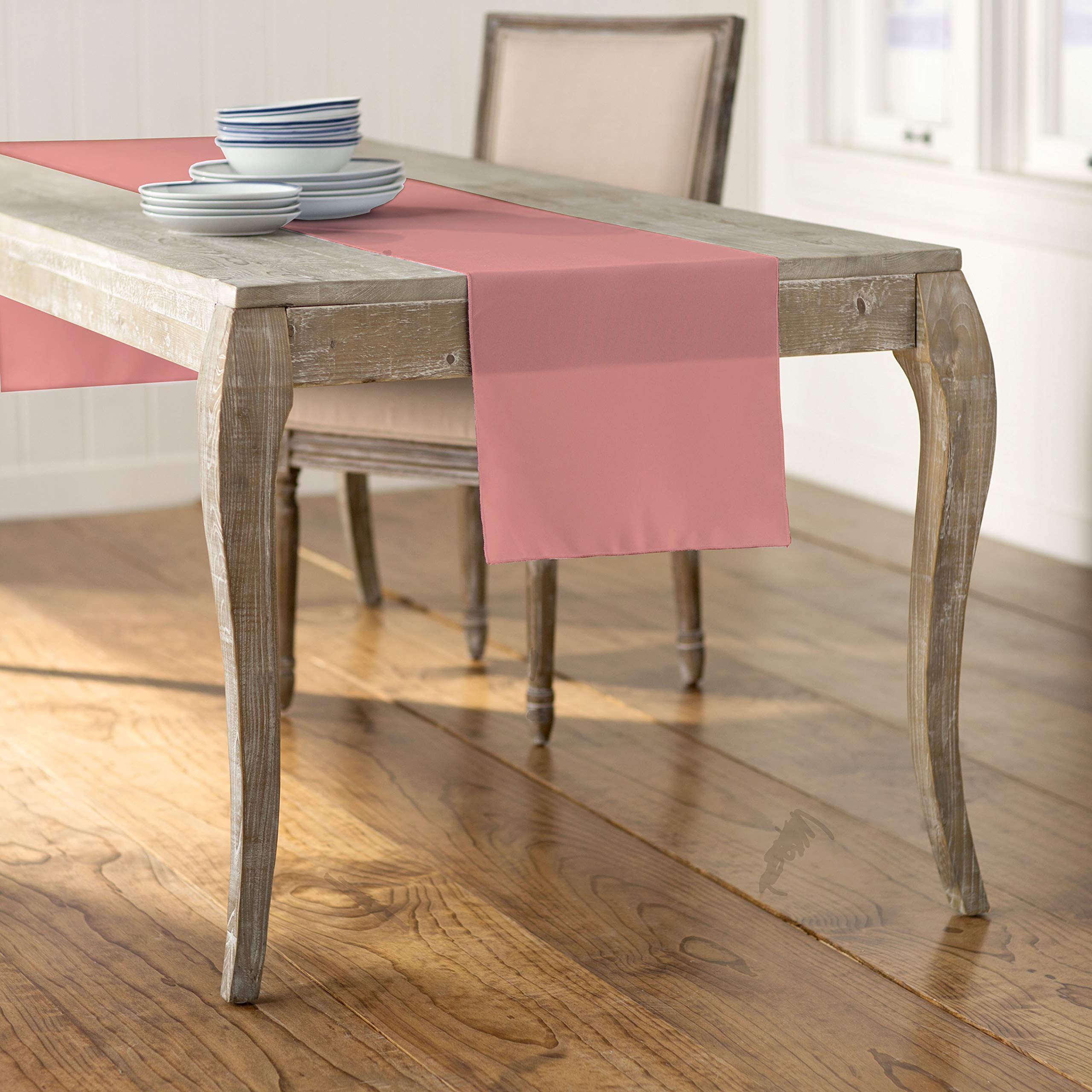 LA Linen Polyester Poplin Table Runner 14  by 108-Inch  Dusty Rose