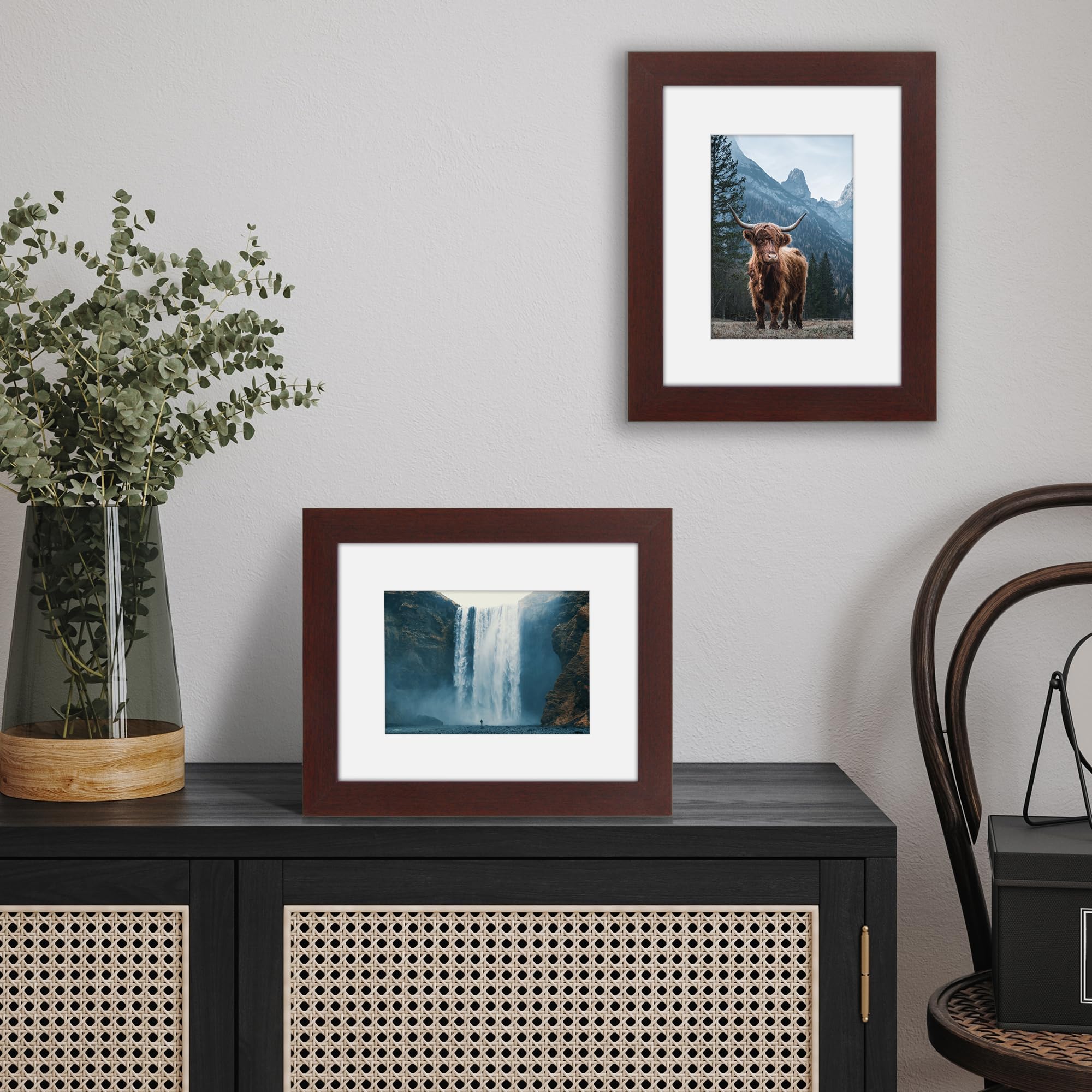 Americanflat 8x10 Picture Frame with Shatter-Resistant Glass - Use as 5x7 Frame with Mat or Display 8x10 Photo Without Mat - Hud