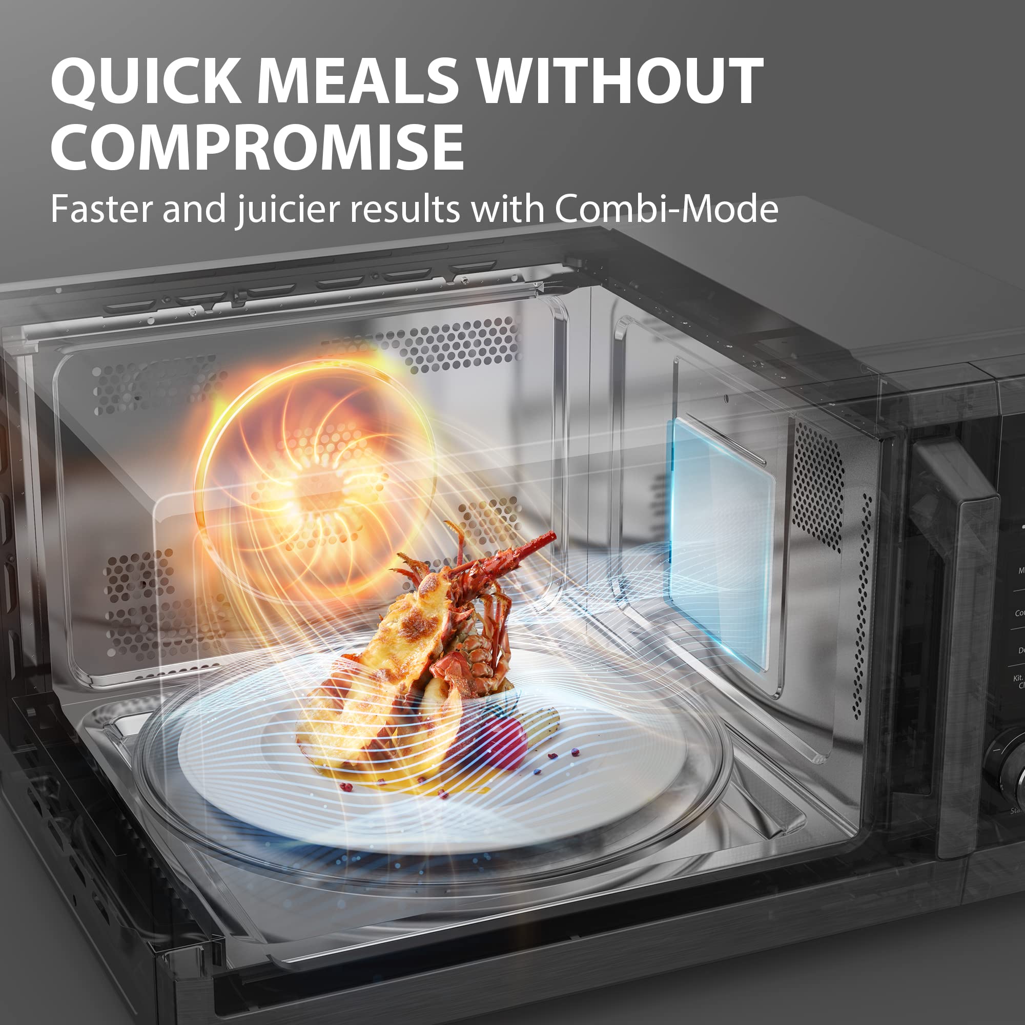Toshiba 7-In-1 Countertop Microwave Oven Air Fryer Combo, Inverter, Convection, Broil, Speedy Combi, Even Defrost, Humidity Sens