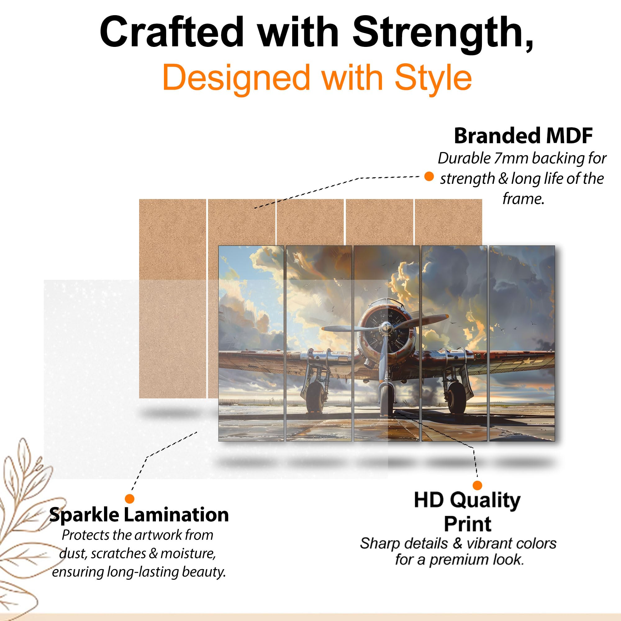 The Castle Decor Aviation Art Painting With Frame Big Size 27X48 Wall Art For Living Room,Bedroom,Drawing Room,Hotels-Wooden Fra