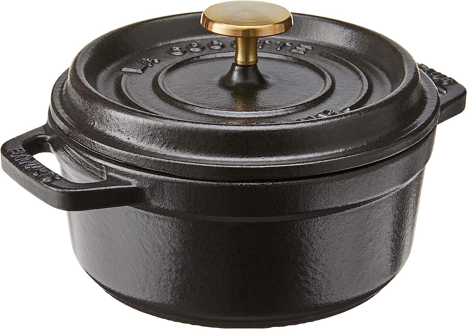 Staub Cast Iron Dutch Oven 0.5-Qt Round Cocotte, Made In France, Serves 1, Matte Black