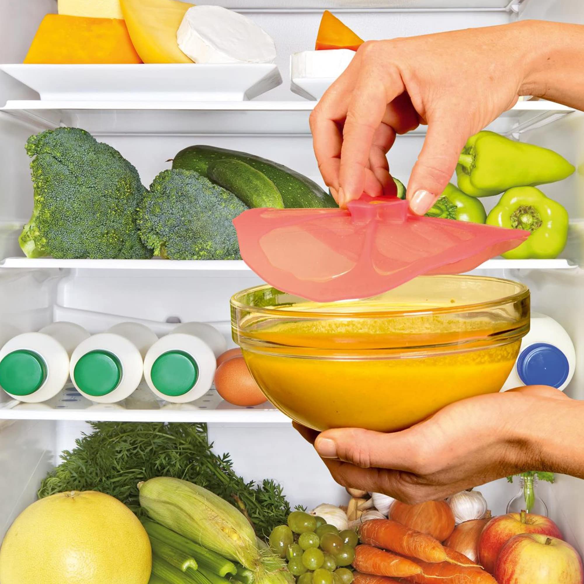 Charles Viancin - Hibiscus Silicone Lid For Food Storage And Cooking - 11''/28Cm - Airtight Seal On Any Smooth Rim Surface - Bpa