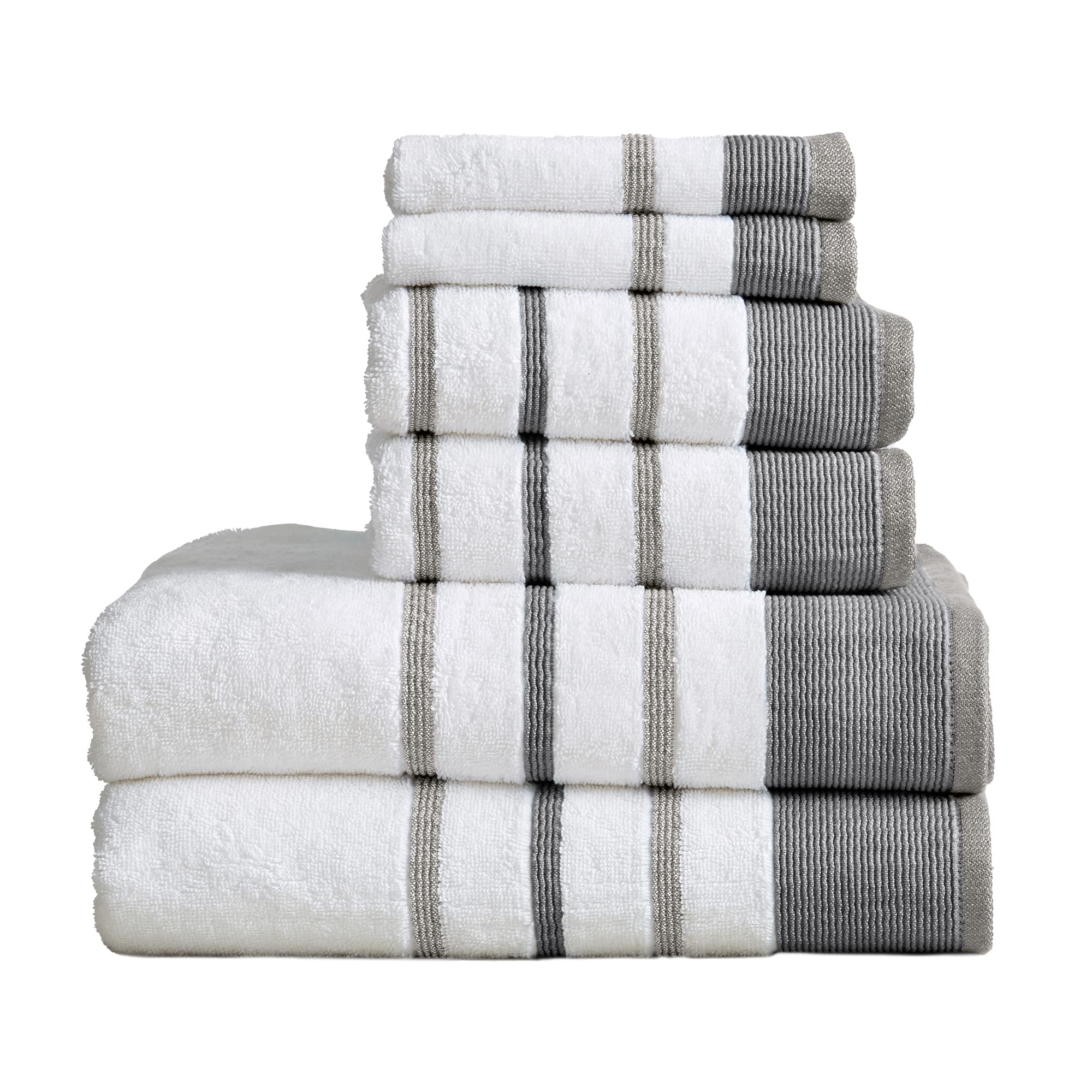 Great Bay Home, Towel, Cotton Towel, 500 Gsm Includes Bath Towels, Hand Towels And Washcloths, Noelle Collection, Dark Greylight