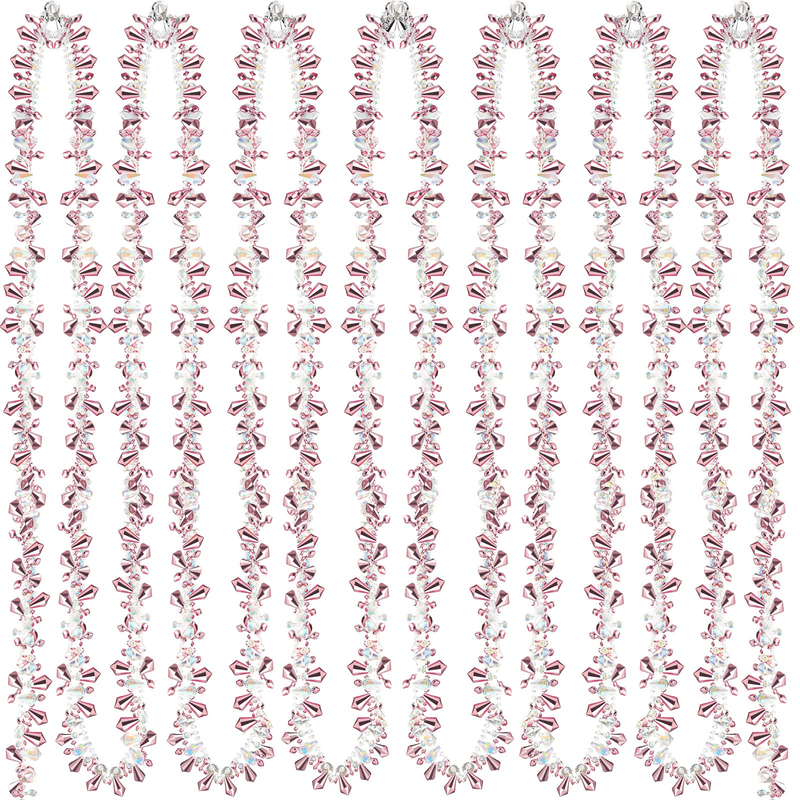 Aoriher 80 Feet 4 Rolls Christmas Tree Garland Crystal Christmas Tree Bead Garlands Christmas Clear Pink Bead Garland Acrylic Or