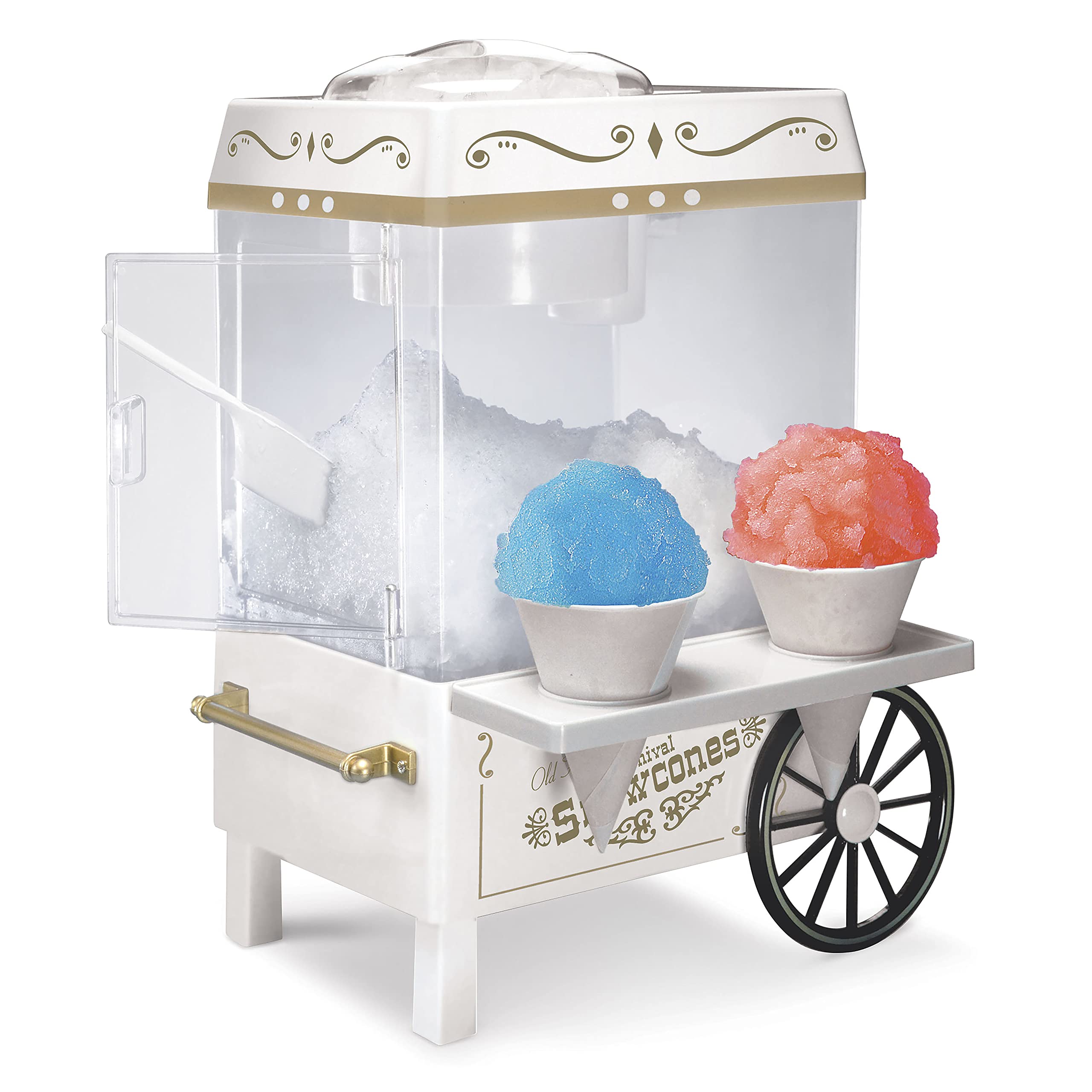 Nostalgia Vintage Countertop Snow Cone Machine - Slushie Machine - Shaved Ice Machine And Crushed Ice Maker - Makes 20 Icy Treat