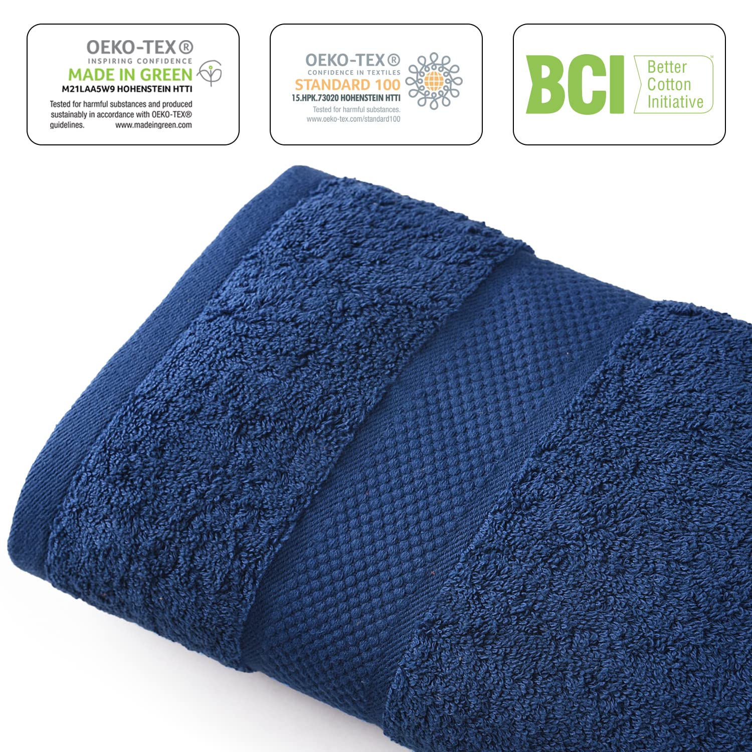 Infinitee Xclusives Premium Bath Towels Set Pack of 4-100% Ring Spun Cotton Towels - Navy Blue Bath Towels 27 x 54 - Soft Feel  Quick Dry  Highly Absorbent Durable Towels  Perfect for Daily Use