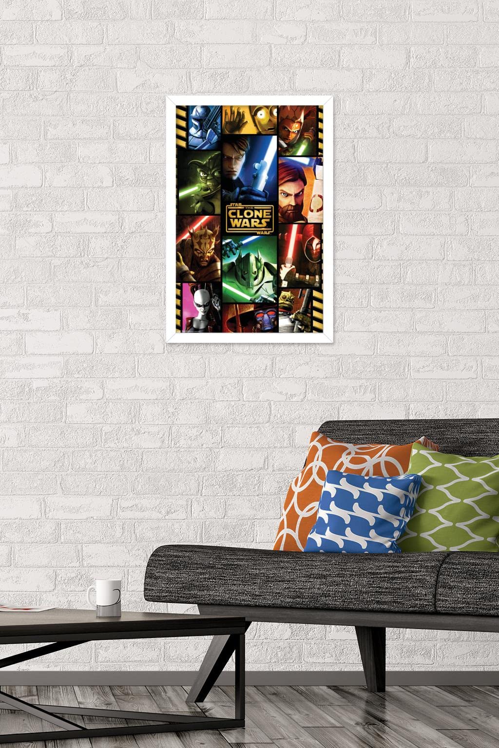 Trends International Star Clone Wars-Grid Wall Poster, 14.725'' X 22.375'', White Framed Version