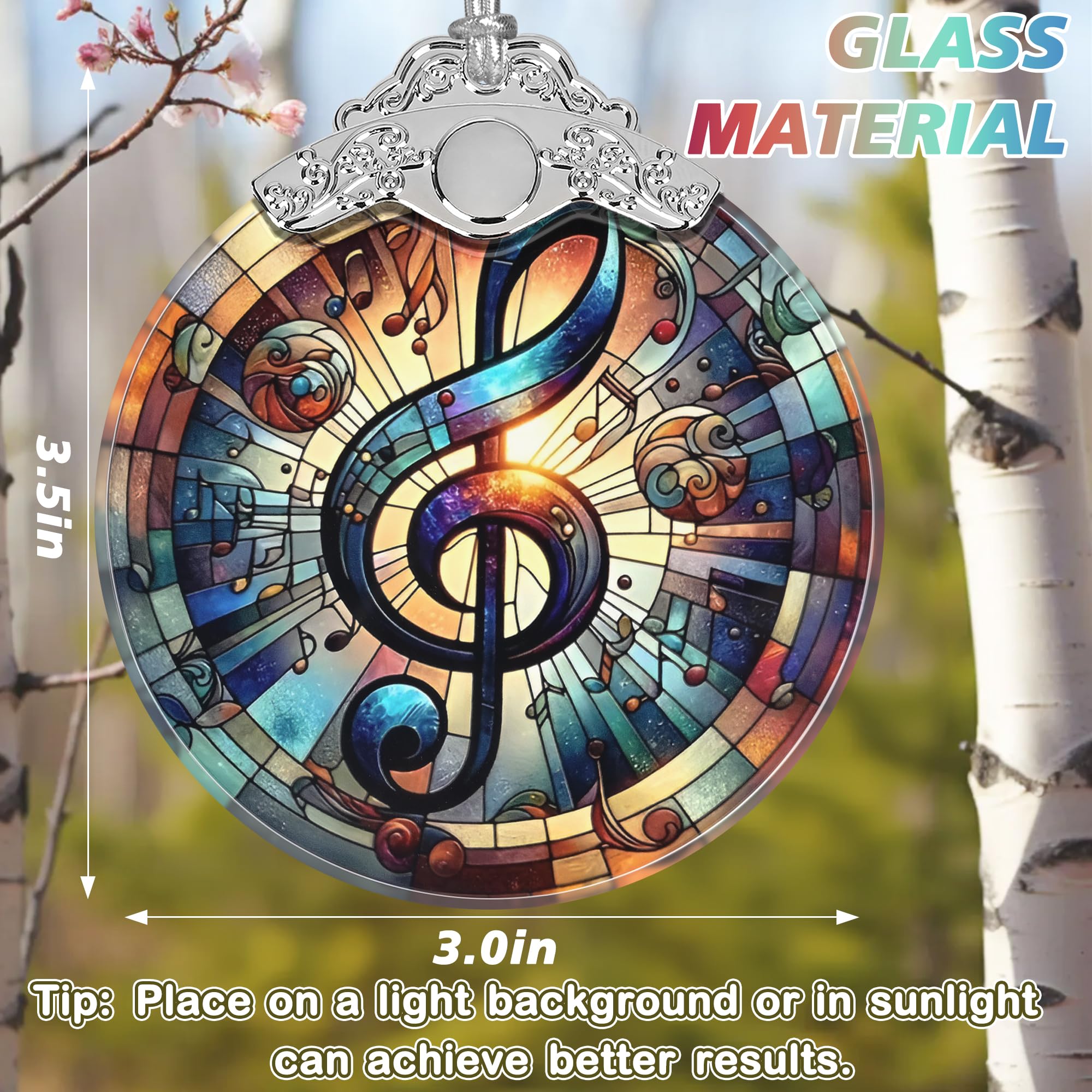 Musical Note Stained Glass Orament - Christmas Ornament - Christmas Decorations for Tree - Holiday Present ldeas - Gift Exchange