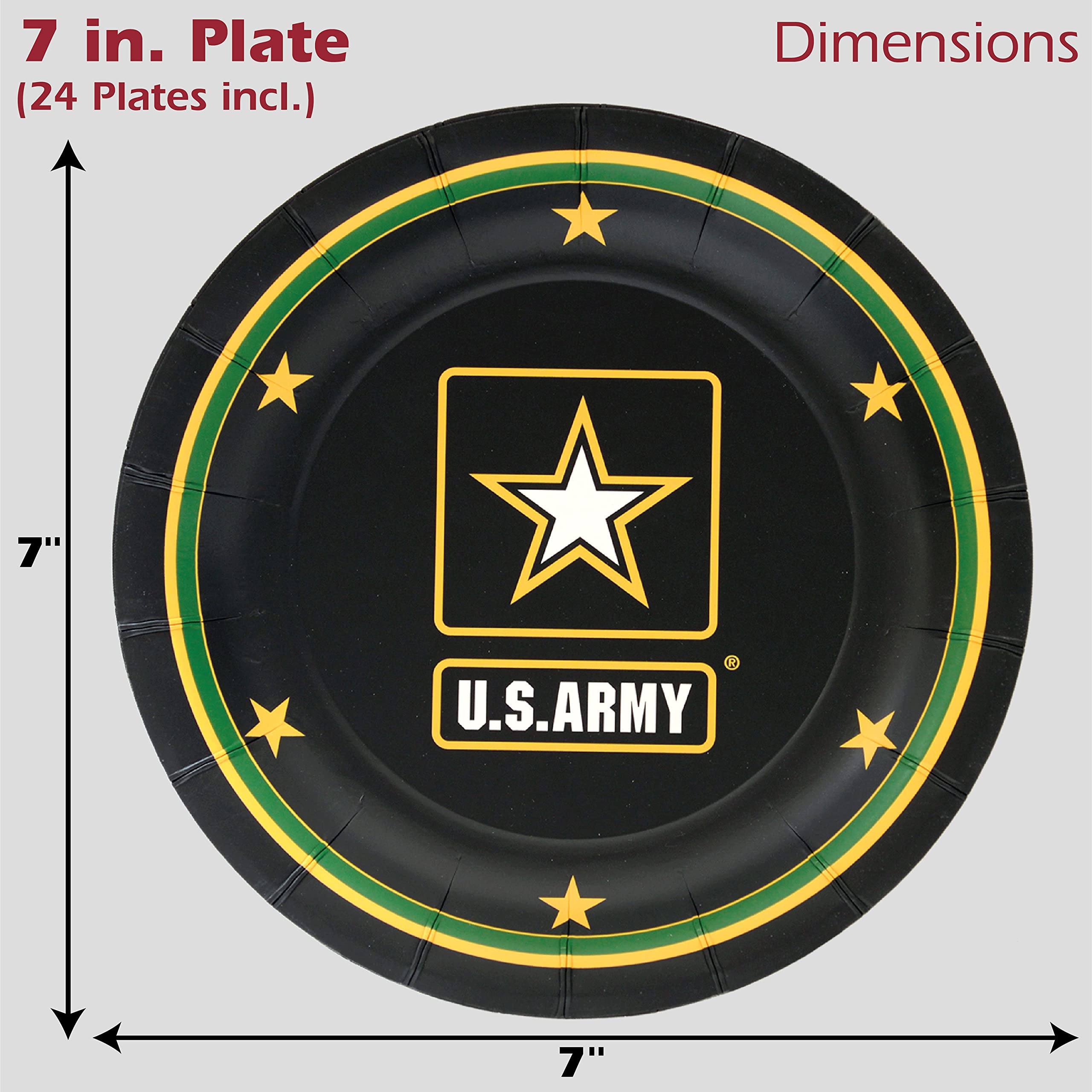 Havercamp U.S. Army 7 In. Party Plates (24 Plates)! Includes 24 Round Dessert Plates In The Officially Licensed United States Ar