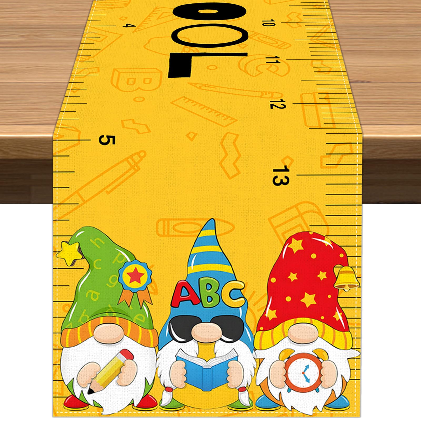 Vohado Back To School Gnomes Table Runner Students Kids First Day Of School Party Decoration Classroom Home Kitchen Island Decor