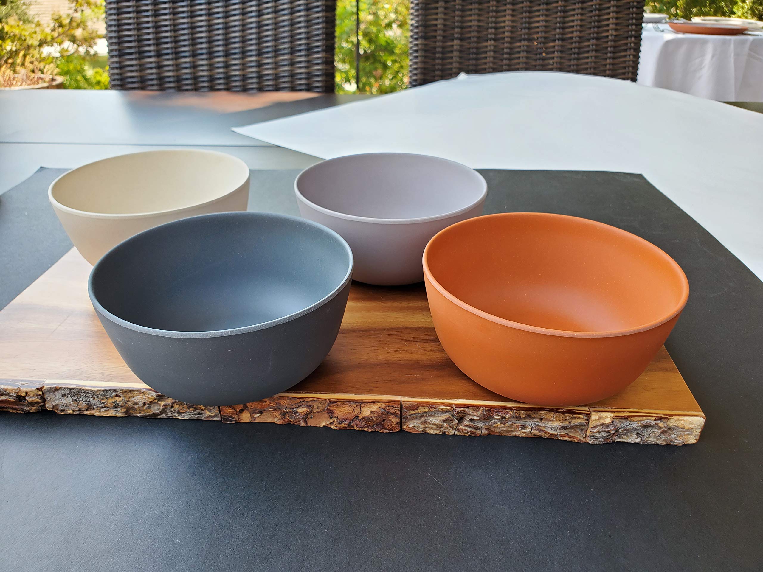 1 Click Bamboo Fiber Bowls, Set Of 4, Multicolor, Dinnerware, Reusable,15 Oz, Dishwasher Safe, For Salad, Soup, Cereal, Pasta, S